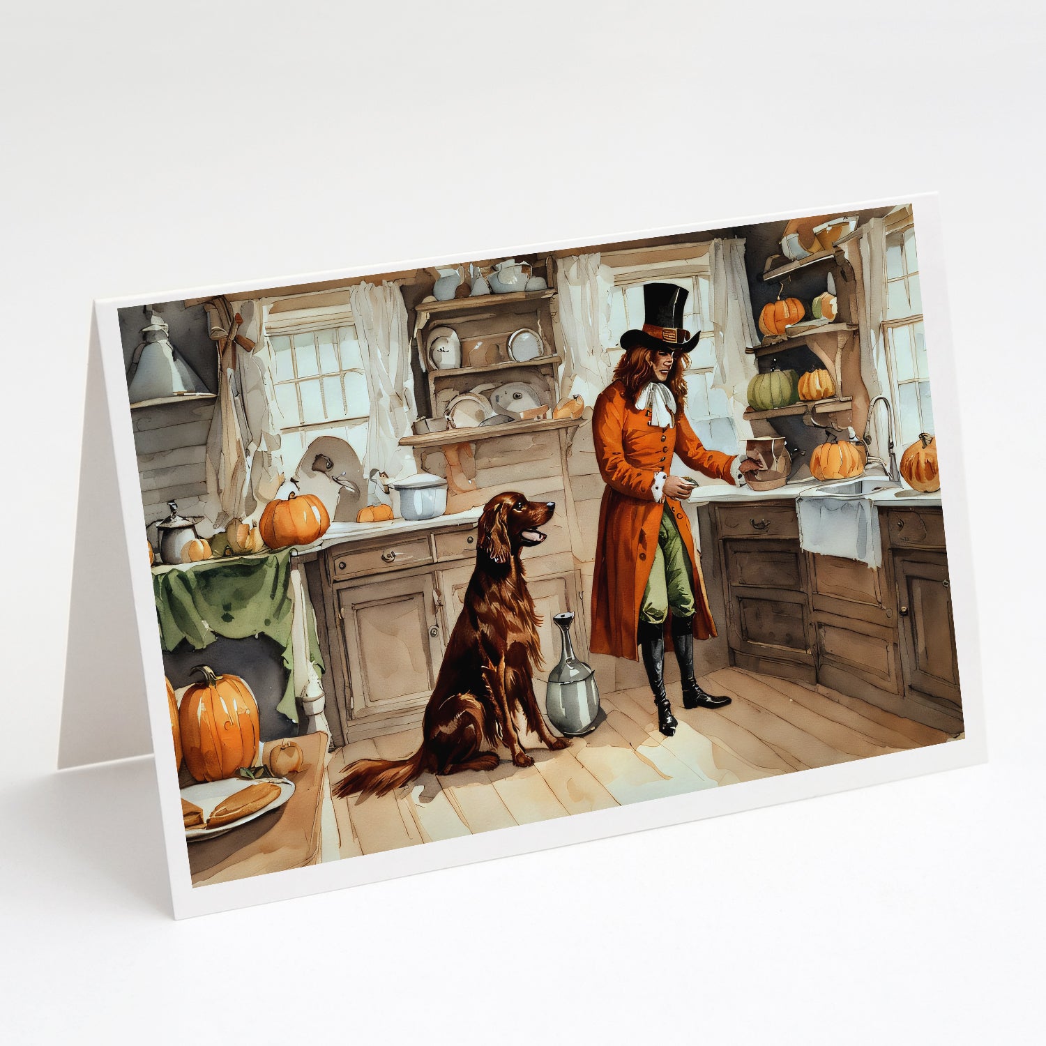 Buy this Irish Setter Fall Kitchen Pumpkins Greeting Cards and Envelopes Pack of 8