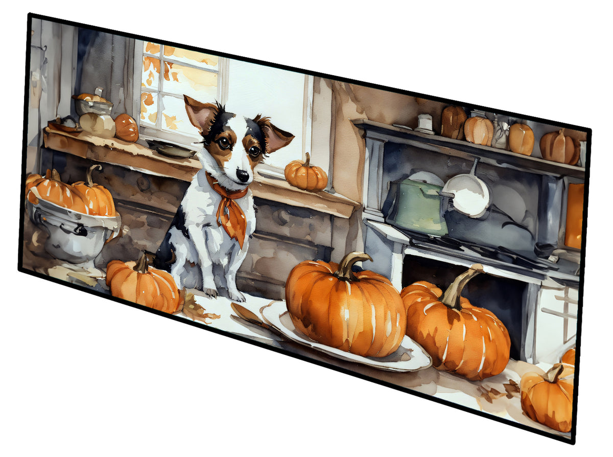 Buy this Jack Russell Terrier Fall Kitchen Pumpkins Runner Mat 28x58