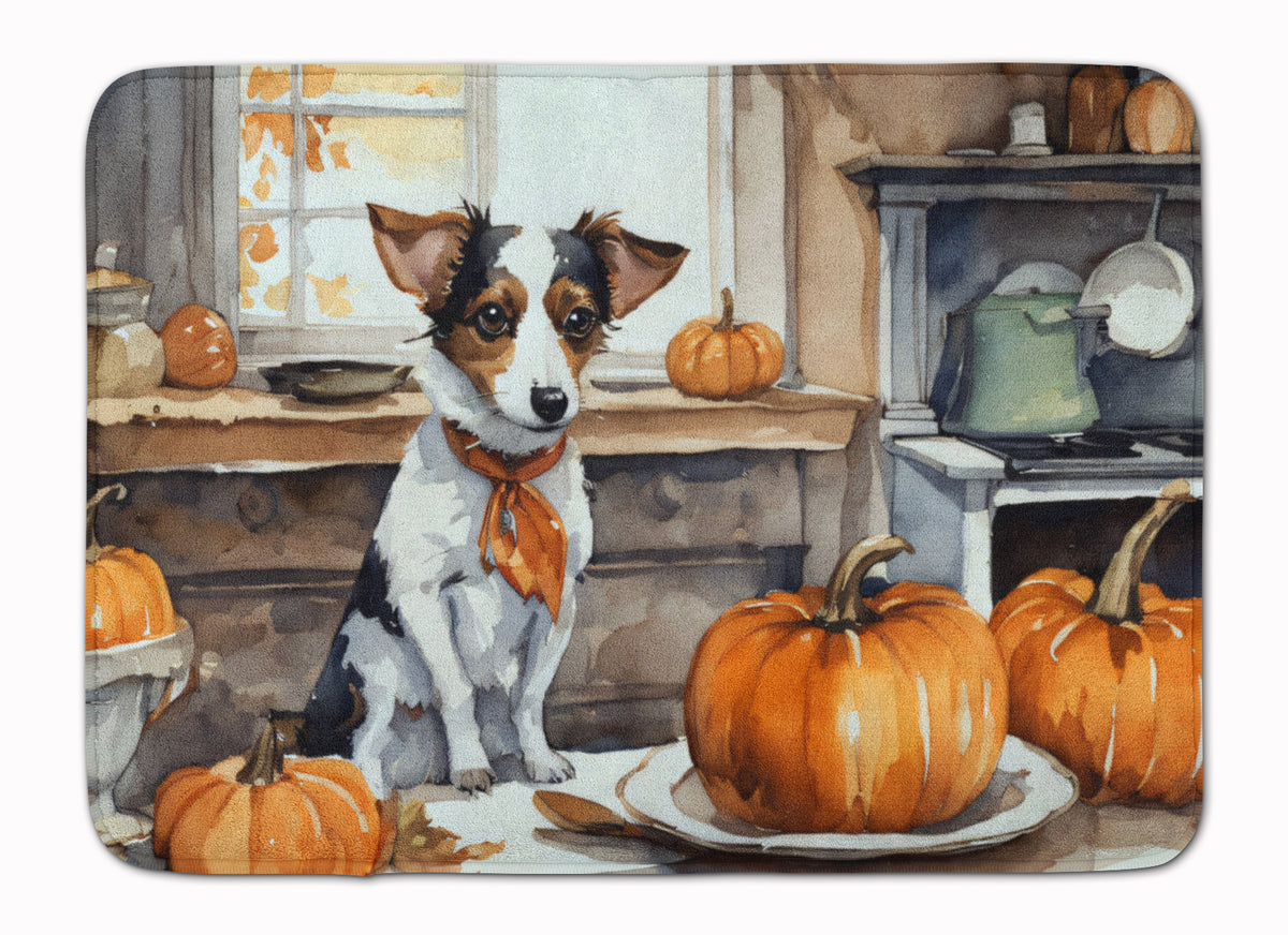 Buy this Jack Russell Terrier Fall Kitchen Pumpkins Memory Foam Kitchen Mat