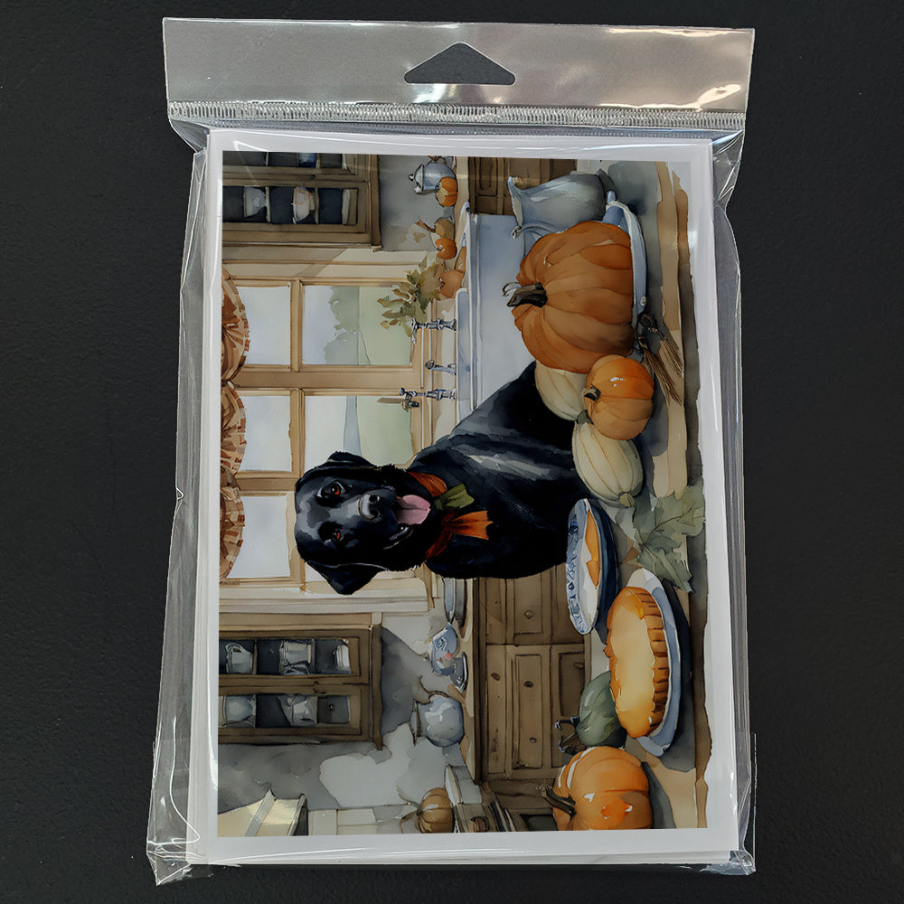 Black Lab Fall Kitchen Pumpkins Greeting Cards and Envelopes Pack of 8