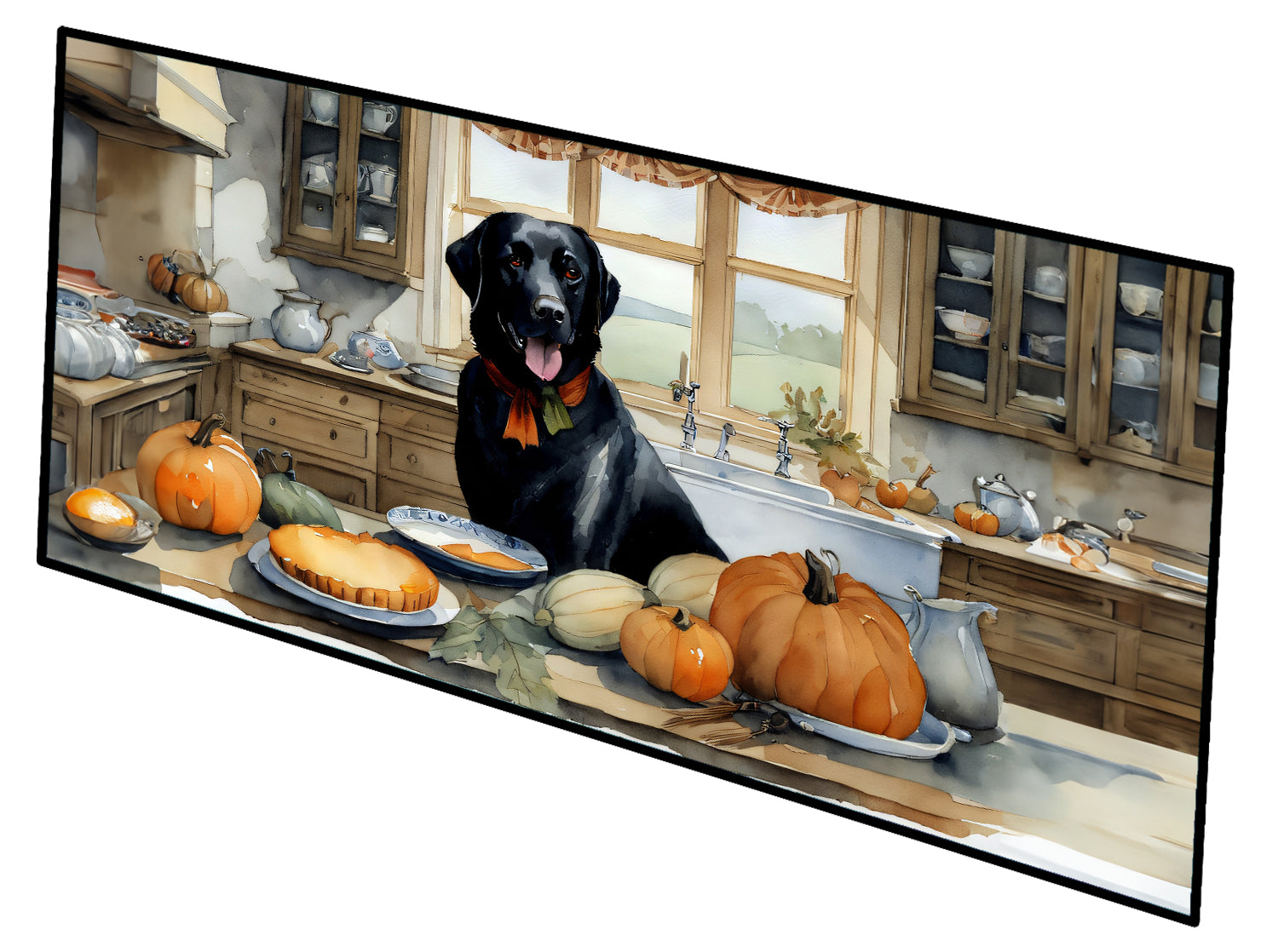 Buy this Black Lab Fall Kitchen Pumpkins Runner Mat 28x58