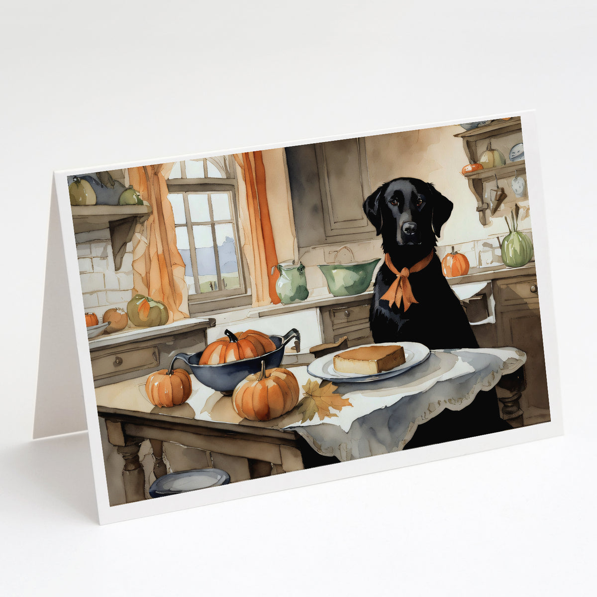Buy this Black Lab Fall Kitchen Pumpkins Greeting Cards and Envelopes Pack of 8