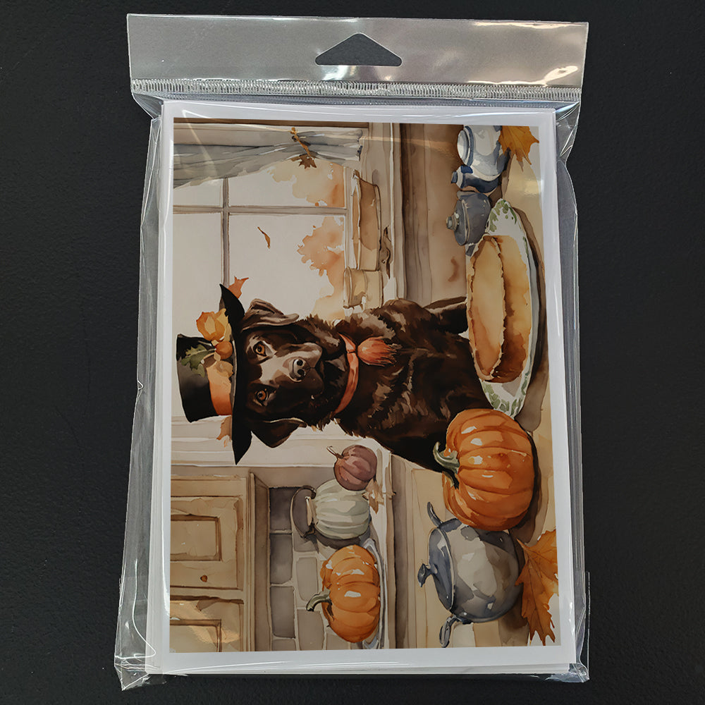 Chocolate Lab Fall Kitchen Pumpkins Greeting Cards and Envelopes Pack of 8