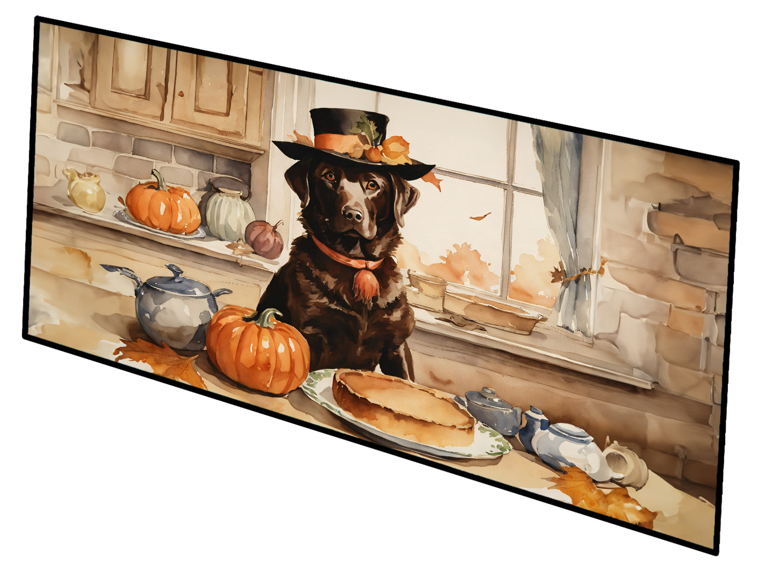 Buy this Chocolate Lab Fall Kitchen Pumpkins Runner Mat 28x58