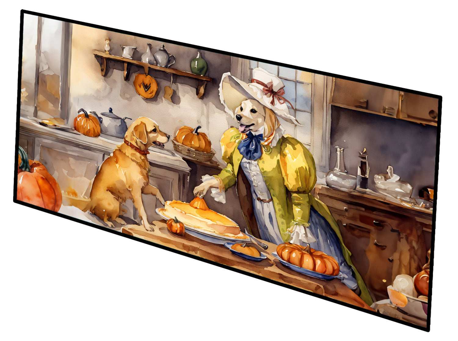 Buy this Yellow Lab Fall Kitchen Pumpkins Runner Mat 28x58
