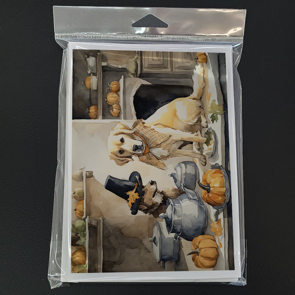 Yellow Lab Fall Kitchen Pumpkins Greeting Cards and Envelopes Pack of 8