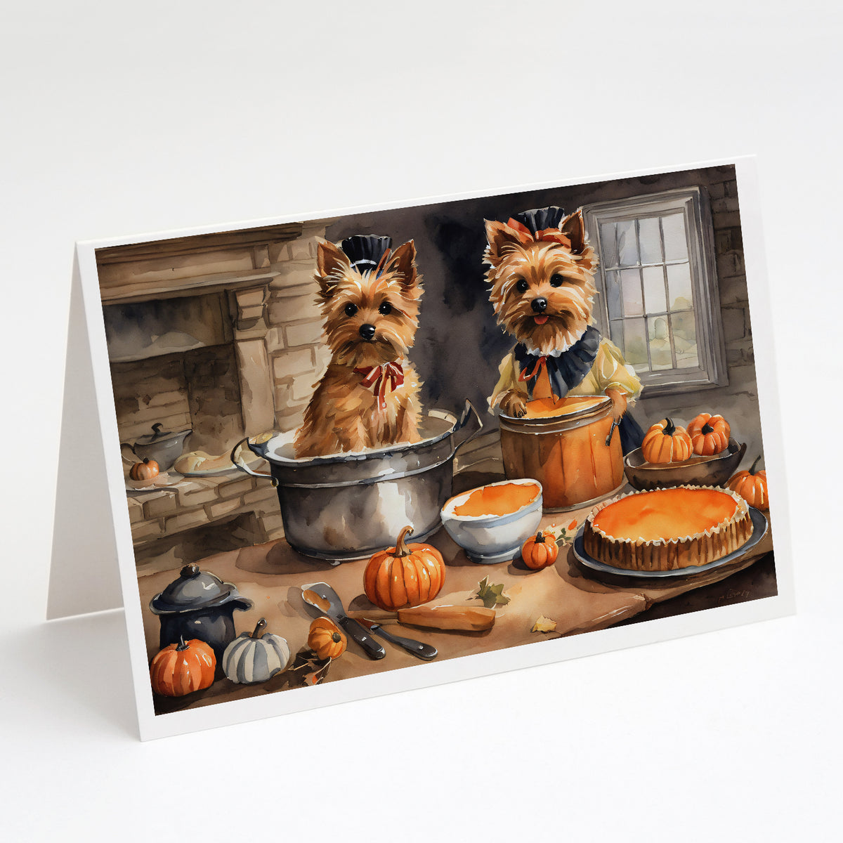 Buy this Norwich Terrier Fall Kitchen Pumpkins Greeting Cards and Envelopes Pack of 8
