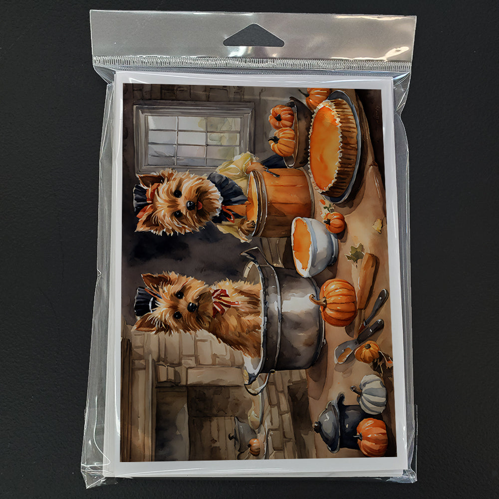 Norwich Terrier Fall Kitchen Pumpkins Greeting Cards and Envelopes Pack of 8
