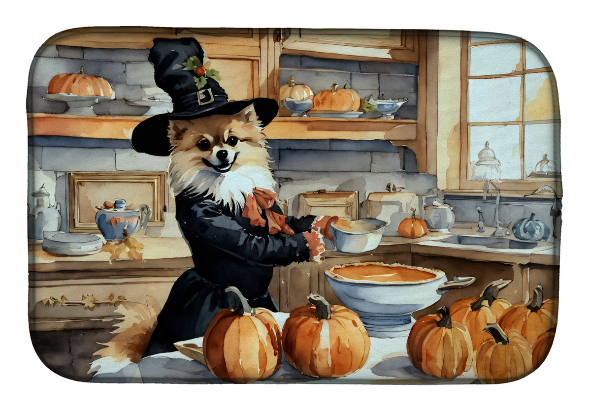 Buy this Pomeranian Fall Kitchen Pumpkins Dish Drying Mat