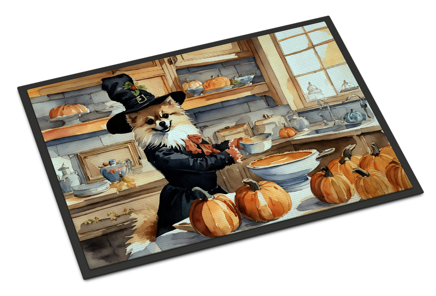 Buy this Pomeranian Fall Kitchen Pumpkins Doormat 18x27