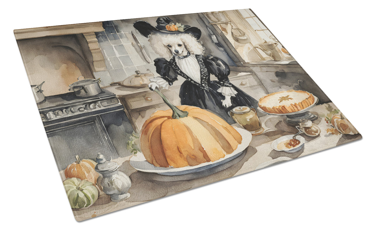 Buy this Poodle Fall Kitchen Pumpkins Glass Cutting Board Large