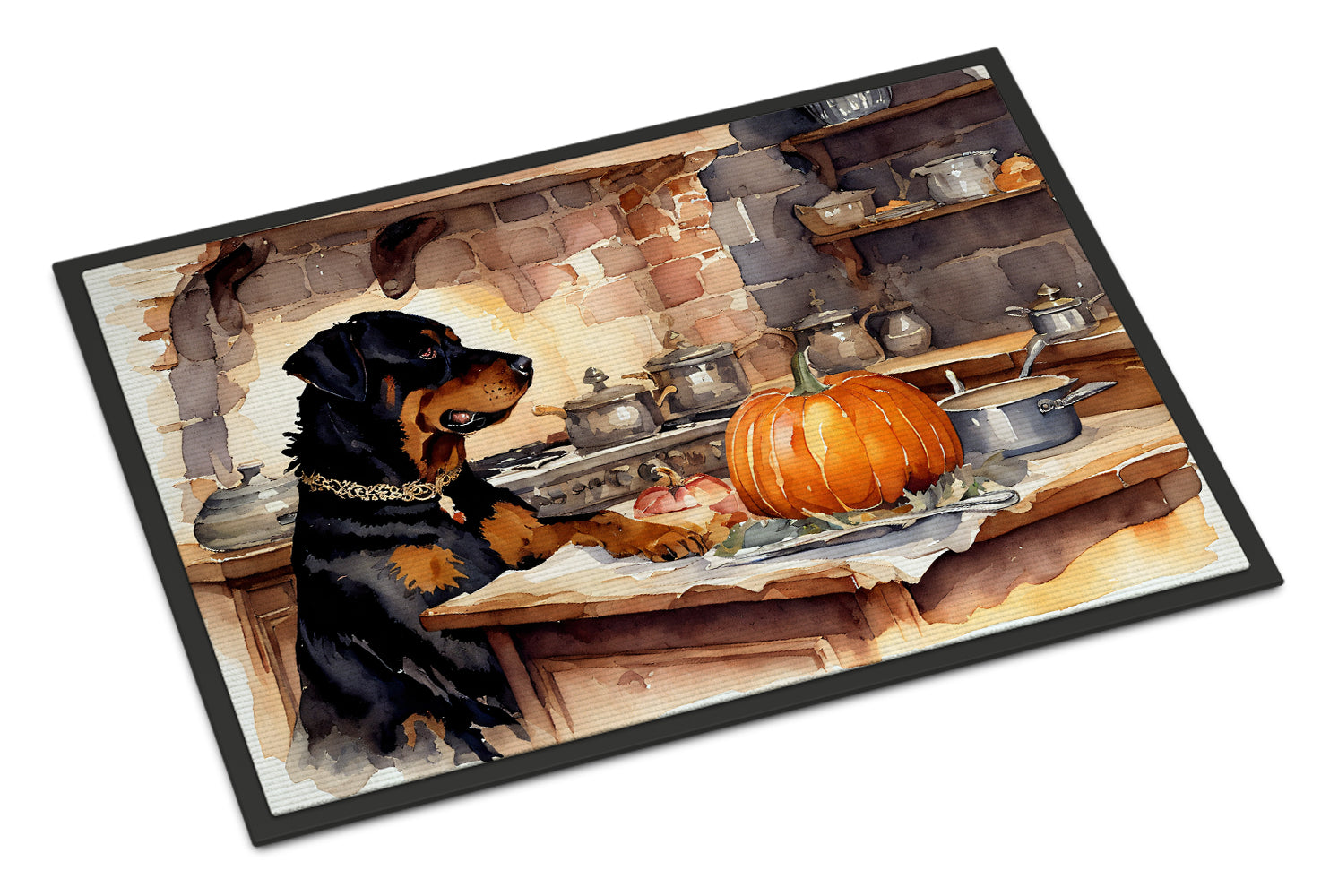 Buy this Rottweiler Fall Kitchen Pumpkins Indoor or Outdoor Mat 24x36