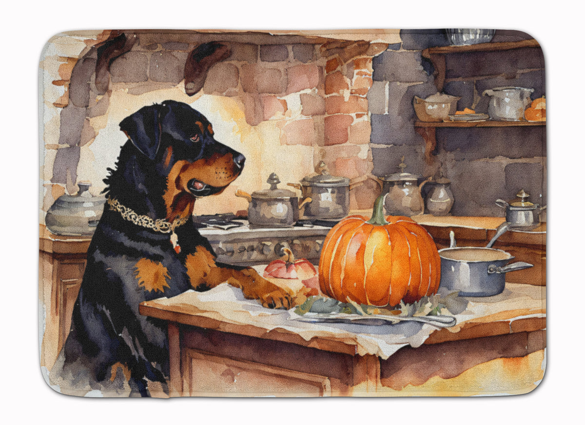 Buy this Rottweiler Fall Kitchen Pumpkins Memory Foam Kitchen Mat