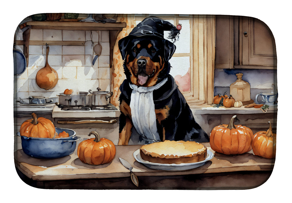 Buy this Rottweiler Fall Kitchen Pumpkins Dish Drying Mat