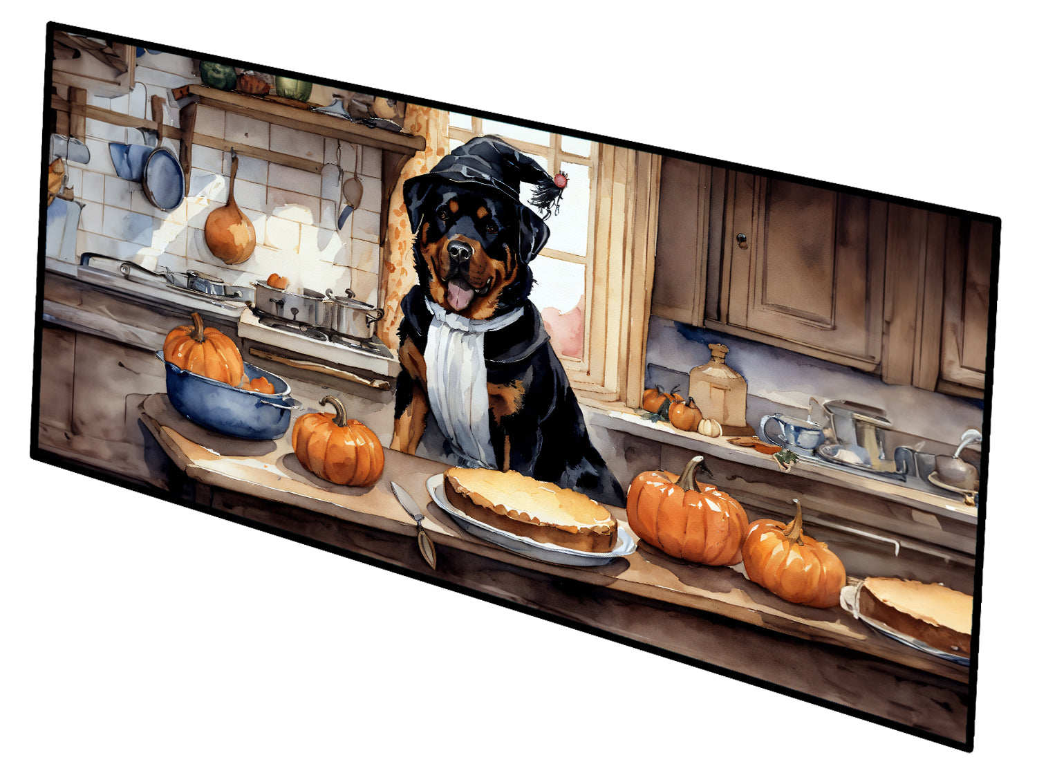 Buy this Rottweiler Fall Kitchen Pumpkins Runner Mat 28x58