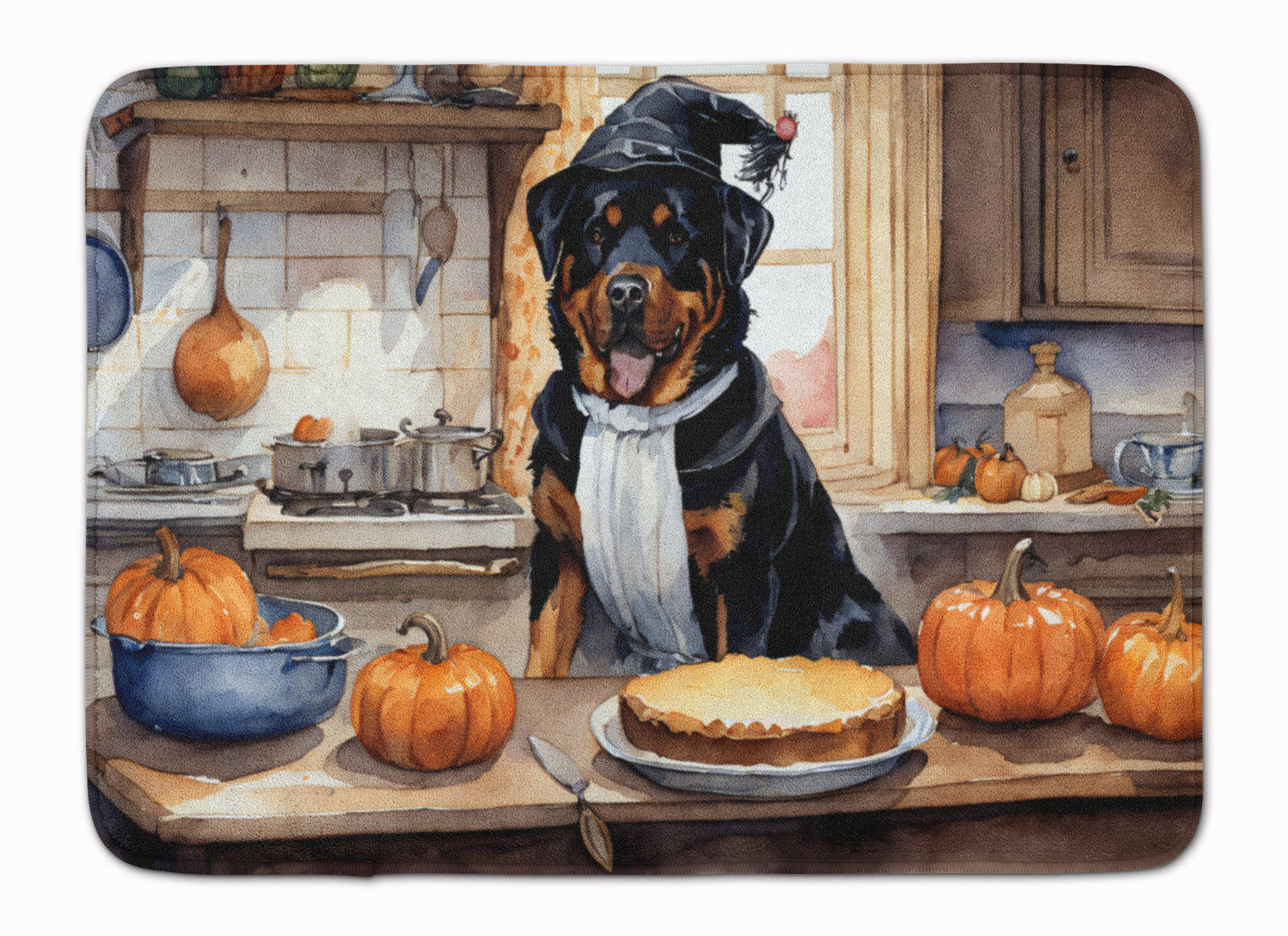 Buy this Rottweiler Fall Kitchen Pumpkins Memory Foam Kitchen Mat