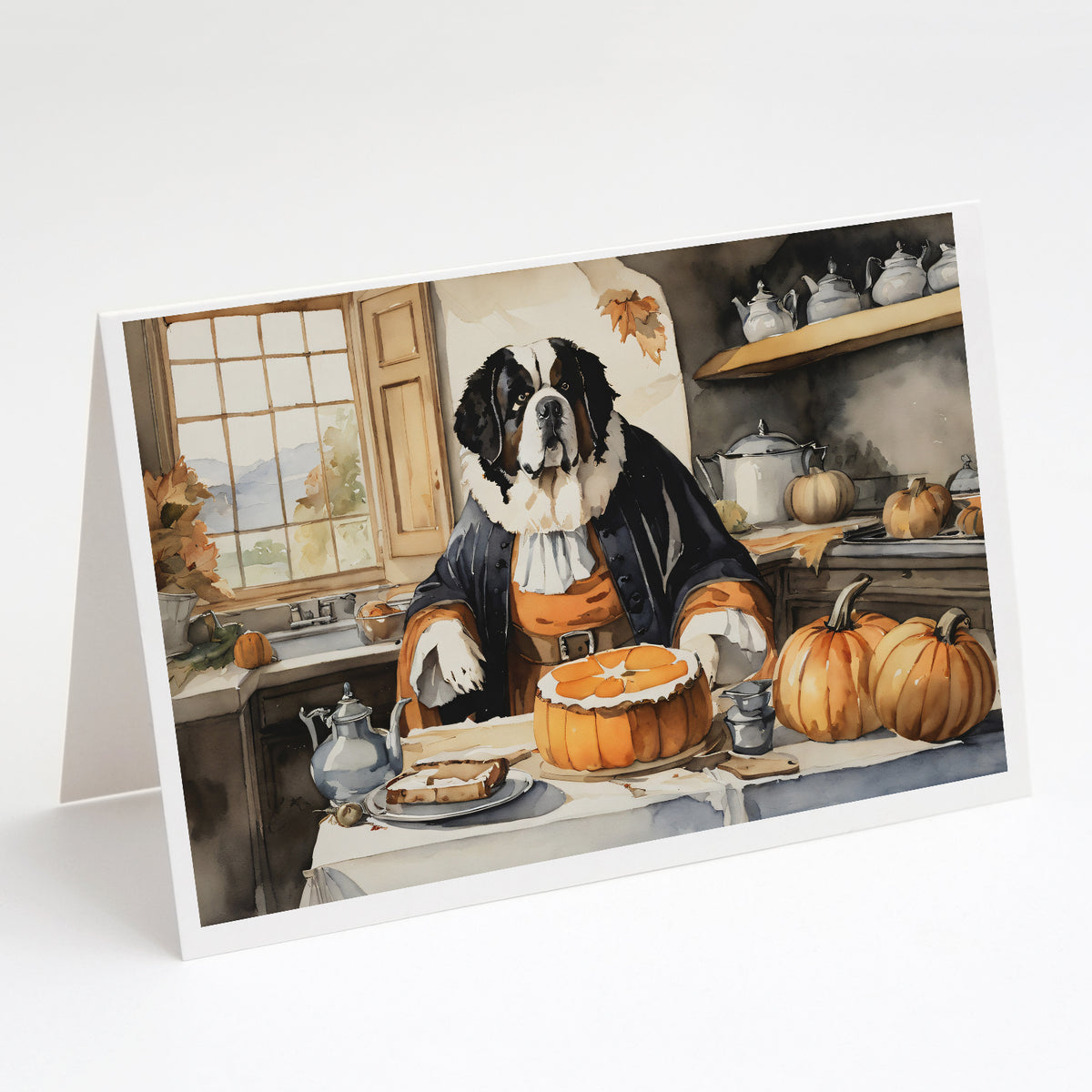 Buy this Saint Bernard Fall Kitchen Pumpkins Greeting Cards and Envelopes Pack of 8