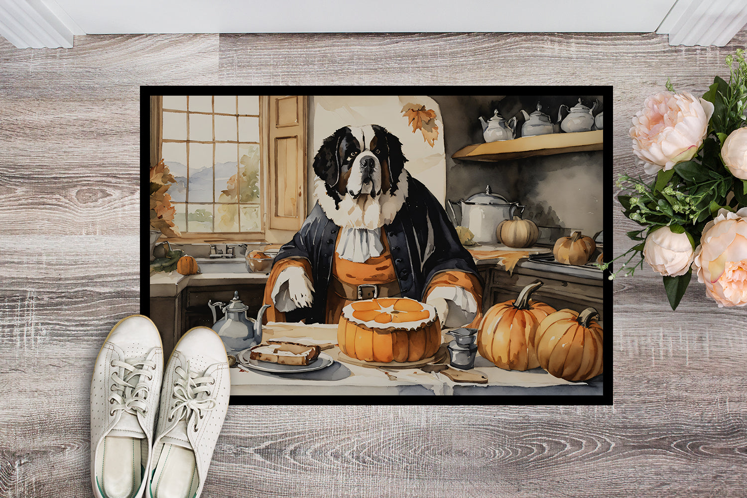 Buy this Saint Bernard Fall Kitchen Pumpkins Doormat 18x27