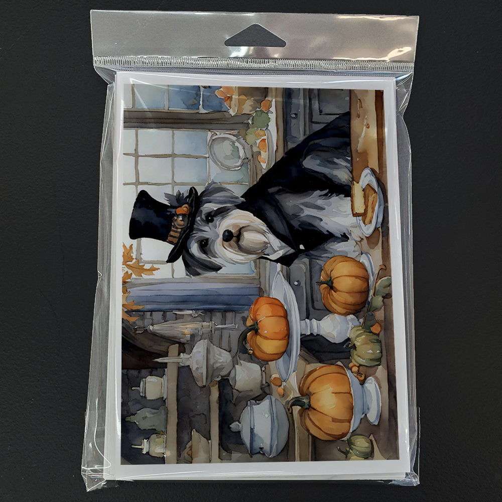 Schnauzer Fall Kitchen Pumpkins Greeting Cards and Envelopes Pack of 8