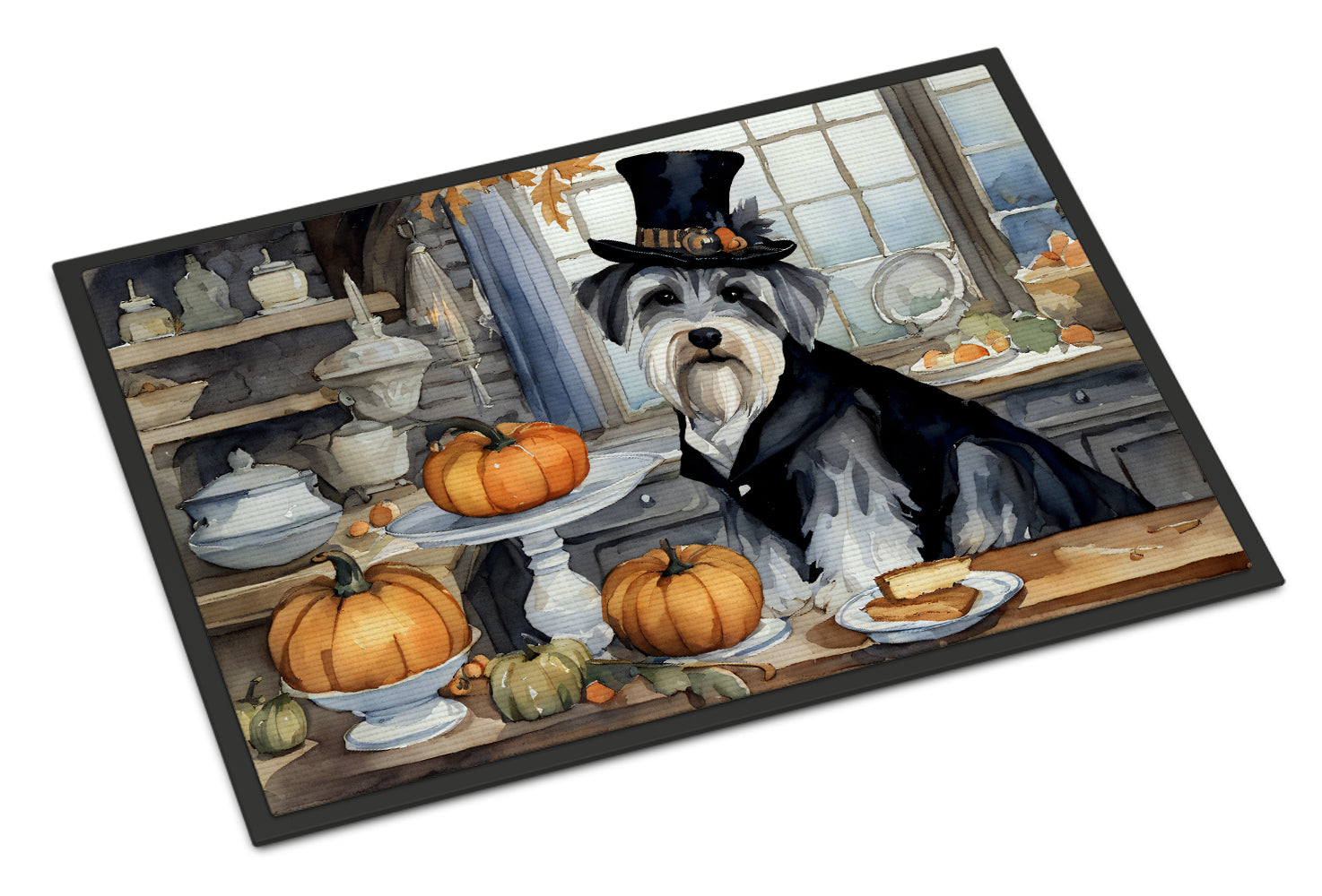 Buy this Schnauzer Fall Kitchen Pumpkins Doormat 18x27