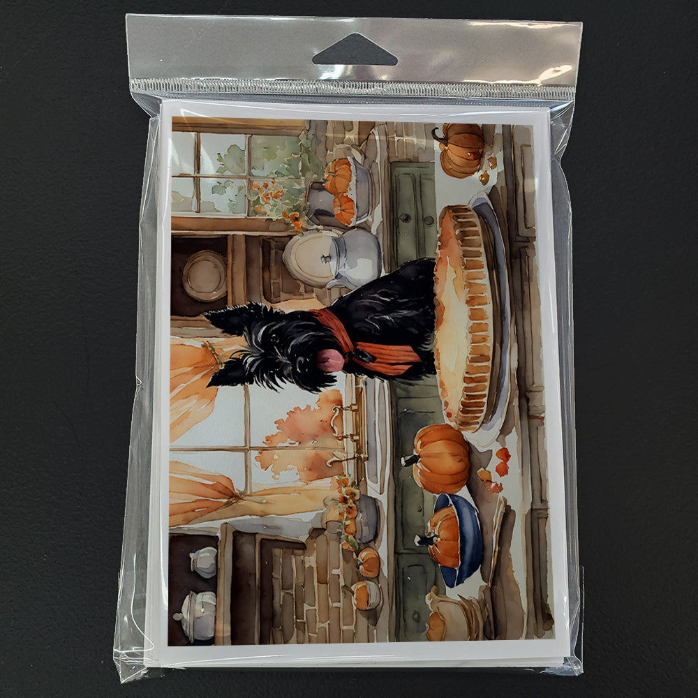Scottish Terrier Fall Kitchen Pumpkins Greeting Cards and Envelopes Pack of 8