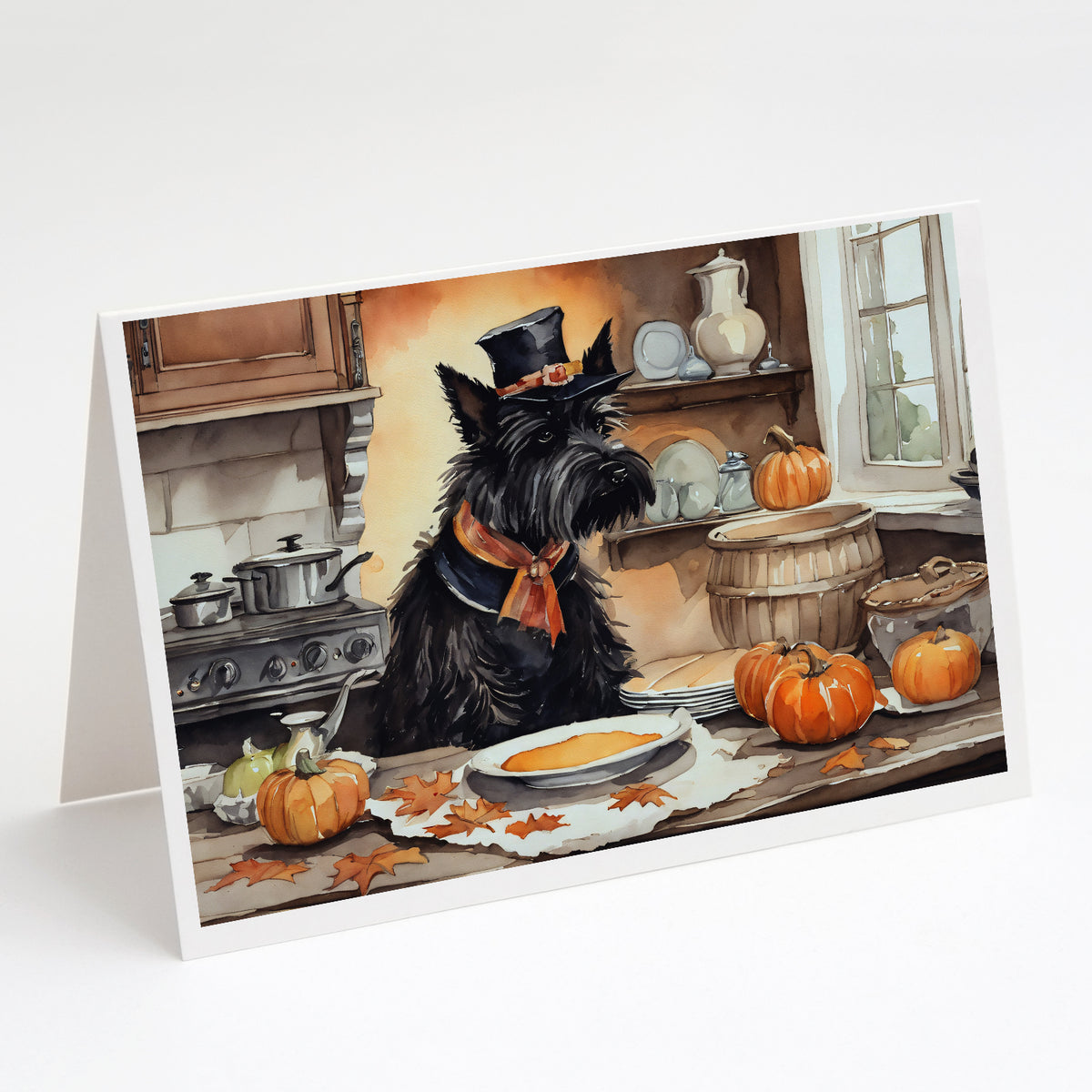 Buy this Scottish Terrier Fall Kitchen Pumpkins Greeting Cards and Envelopes Pack of 8