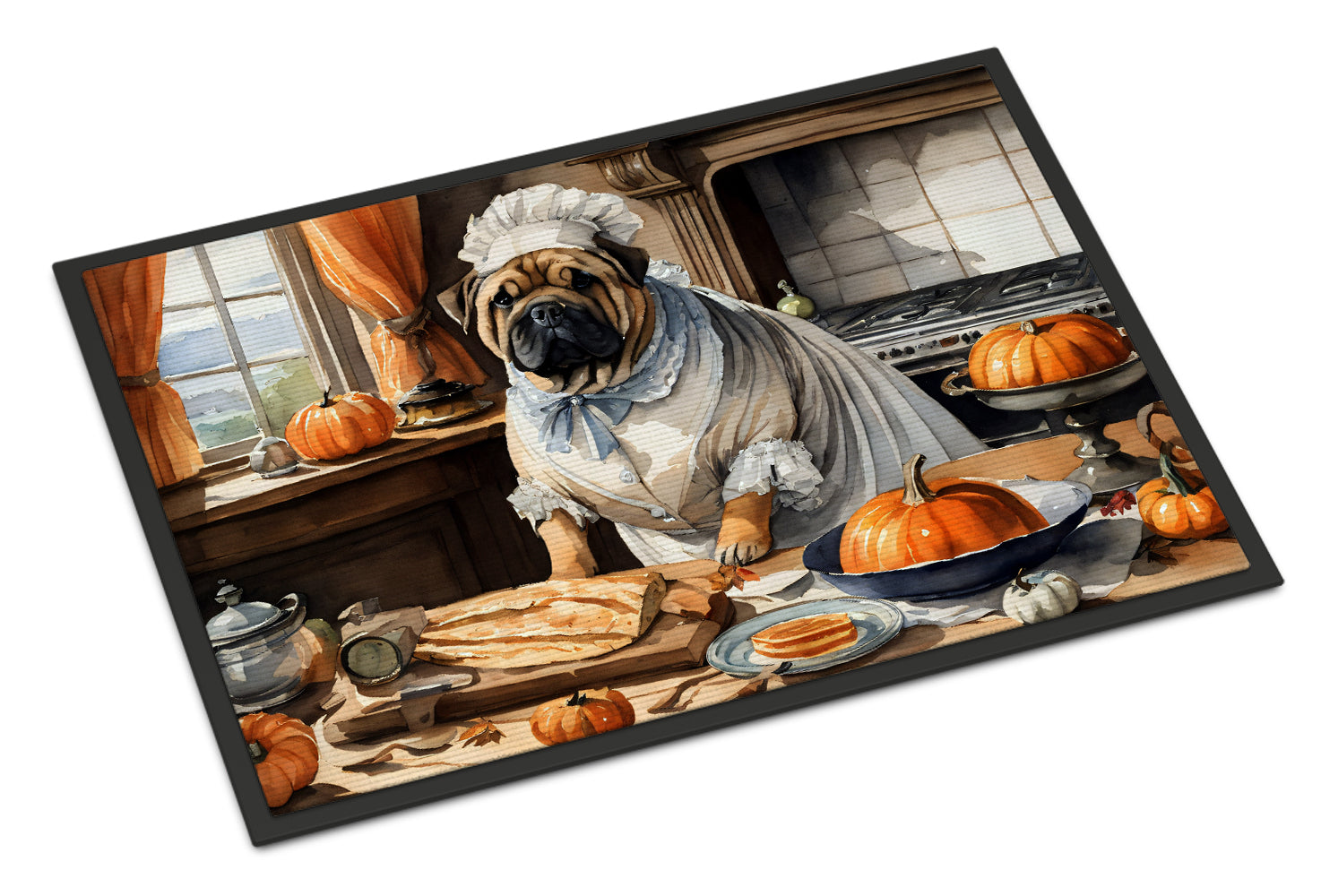 Buy this Shar Pei Fall Kitchen Pumpkins Doormat 18x27