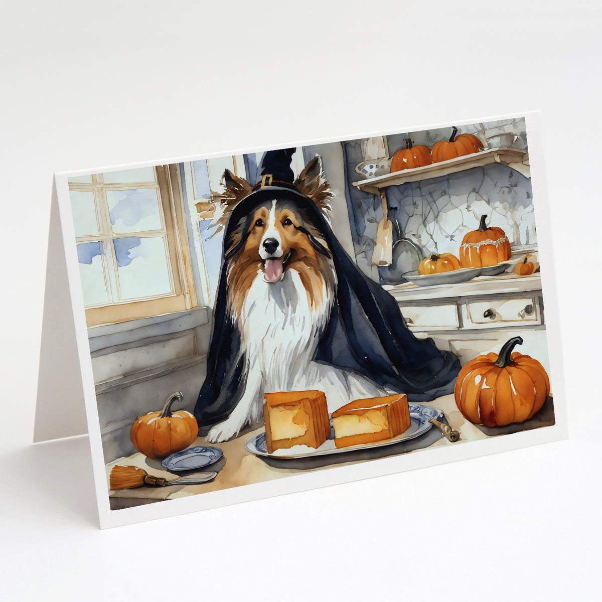 Buy this Sheltie Fall Kitchen Pumpkins Greeting Cards and Envelopes Pack of 8