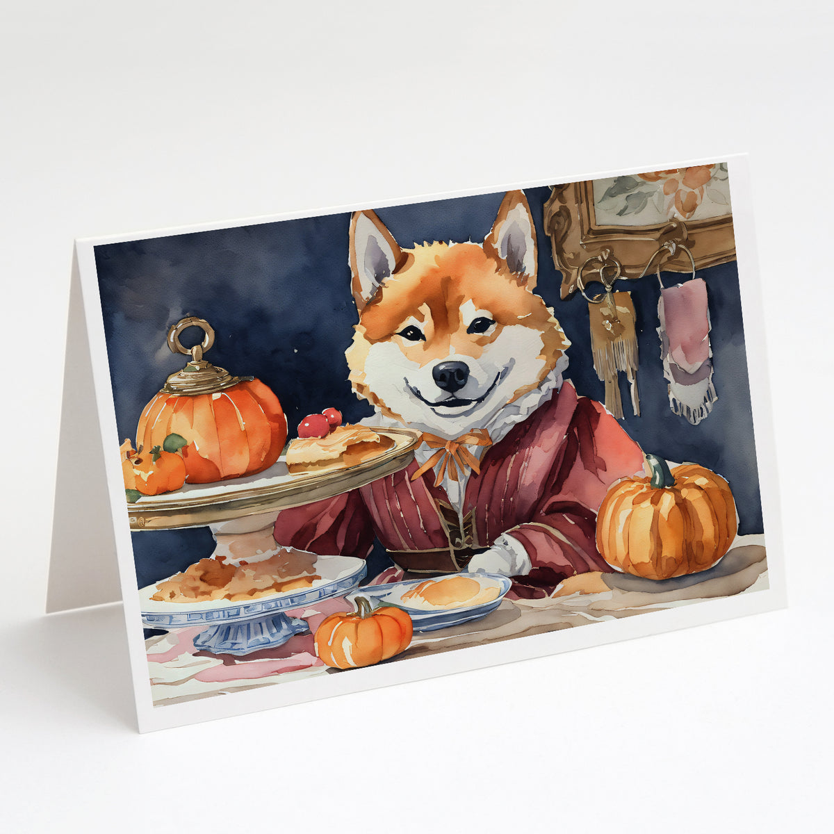 Buy this Shiba Inu Fall Kitchen Pumpkins Greeting Cards and Envelopes Pack of 8