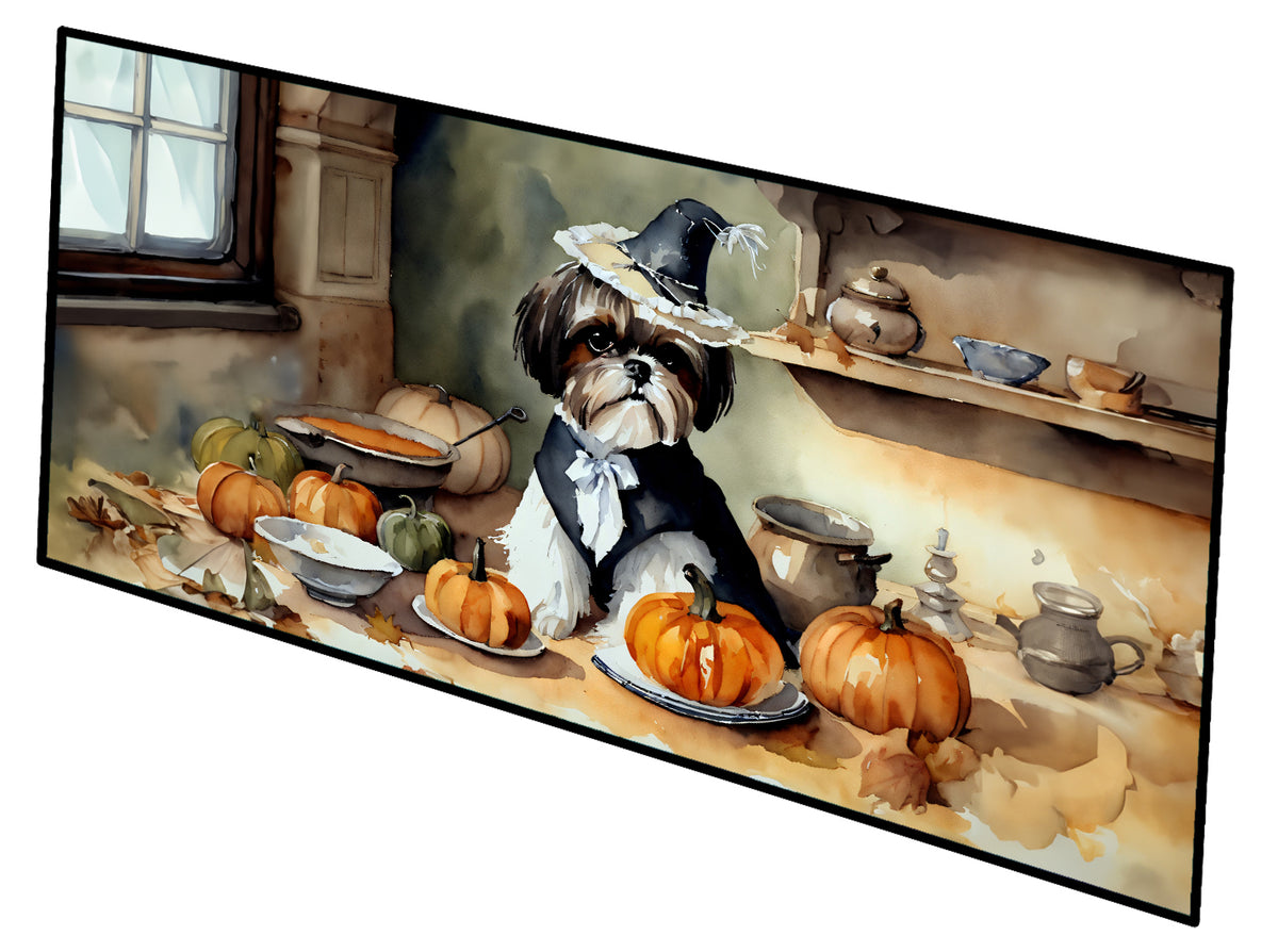 Buy this Shih Tzu Fall Kitchen Pumpkins Runner Mat 28x58
