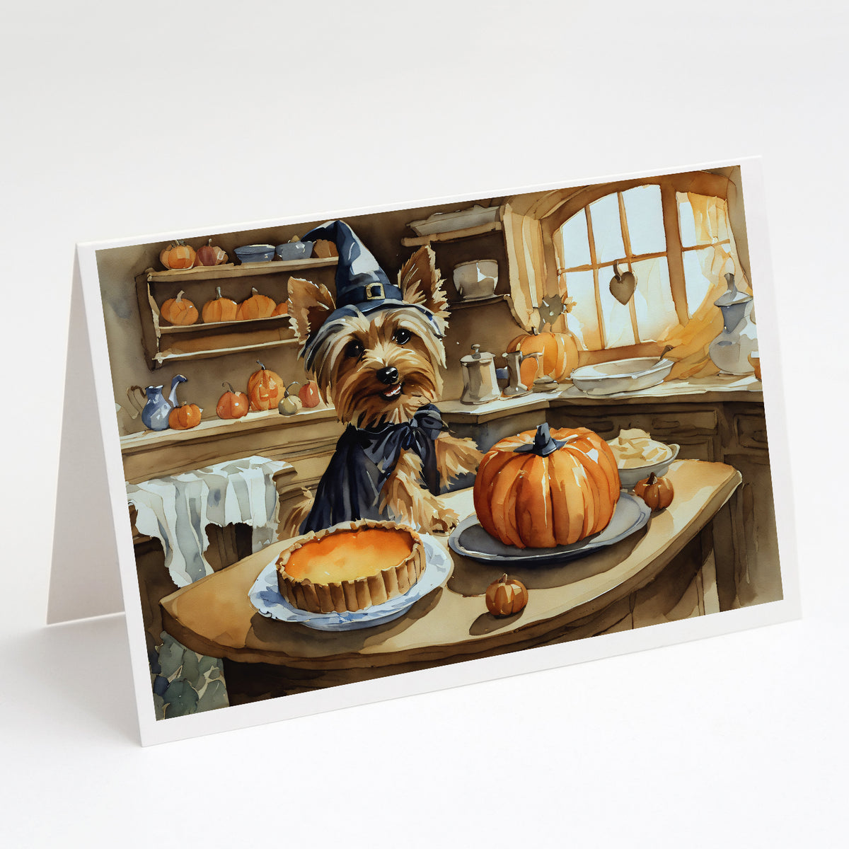 Buy this Silky Terrier Fall Kitchen Pumpkins Greeting Cards and Envelopes Pack of 8