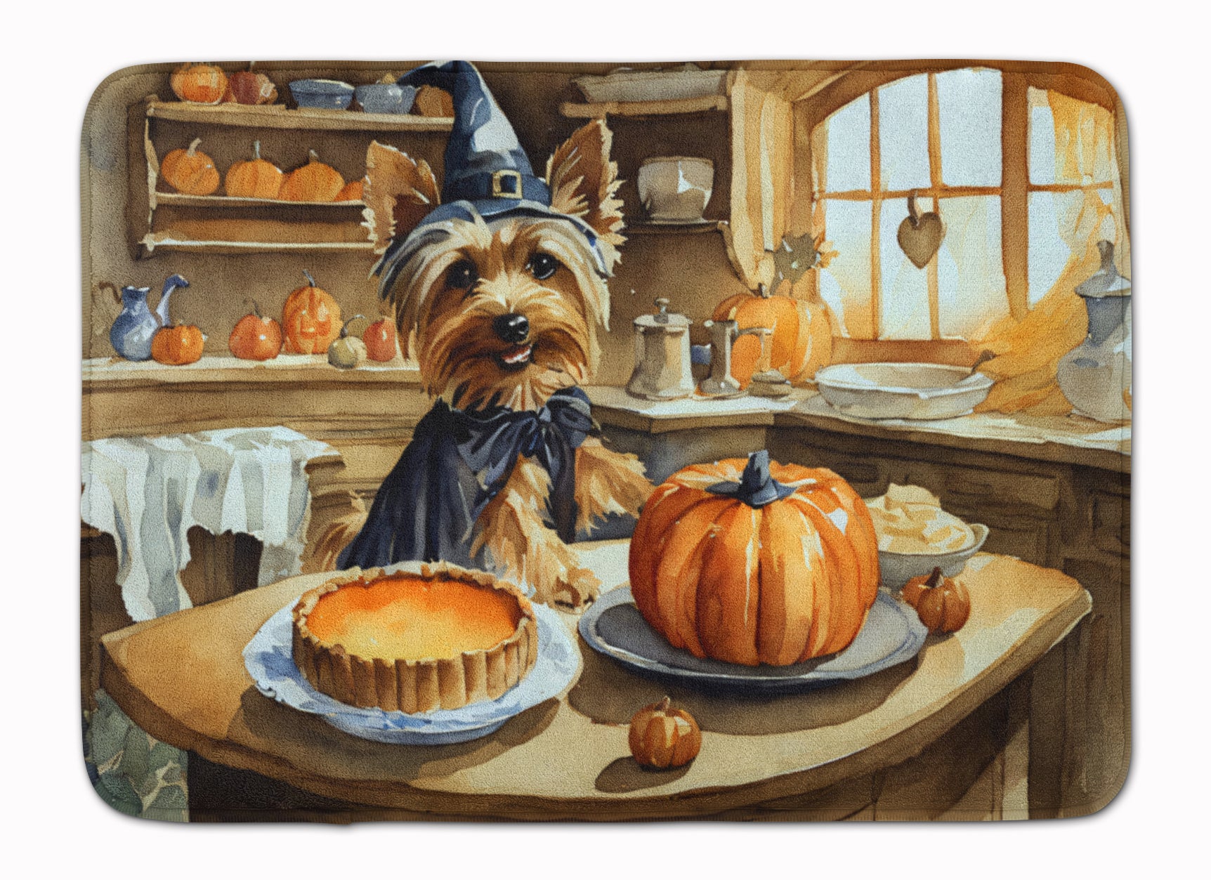 Buy this Silky Terrier Fall Kitchen Pumpkins Memory Foam Kitchen Mat