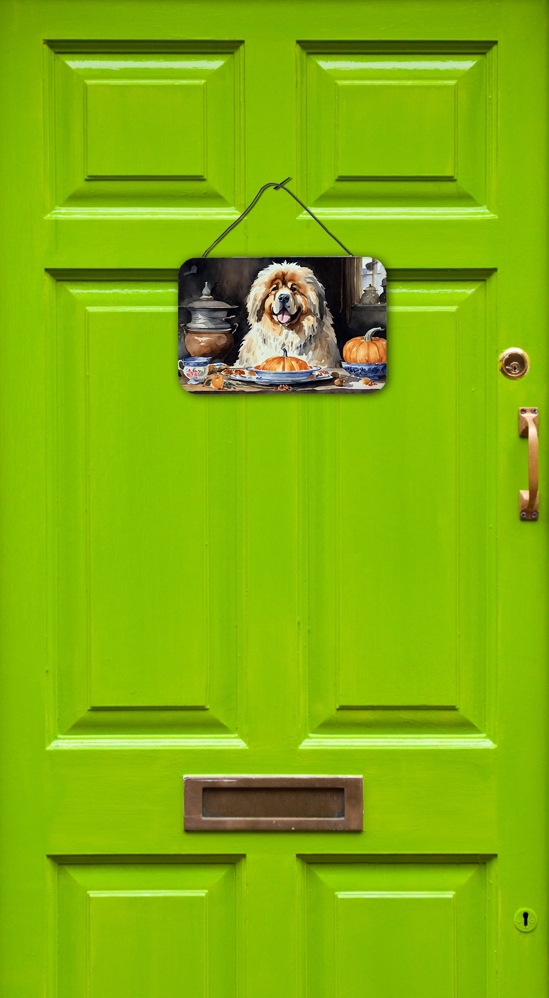 Tibetan Mastiff Fall Kitchen Pumpkins Wall or Door Hanging Prints