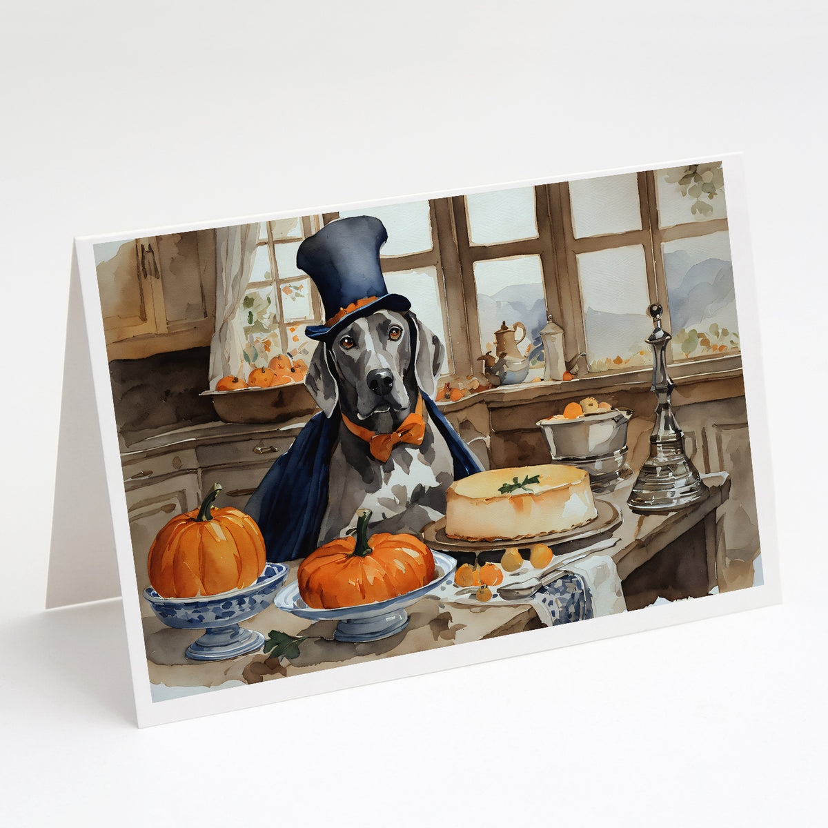 Buy this Weimaraner Fall Kitchen Pumpkins Greeting Cards and Envelopes Pack of 8