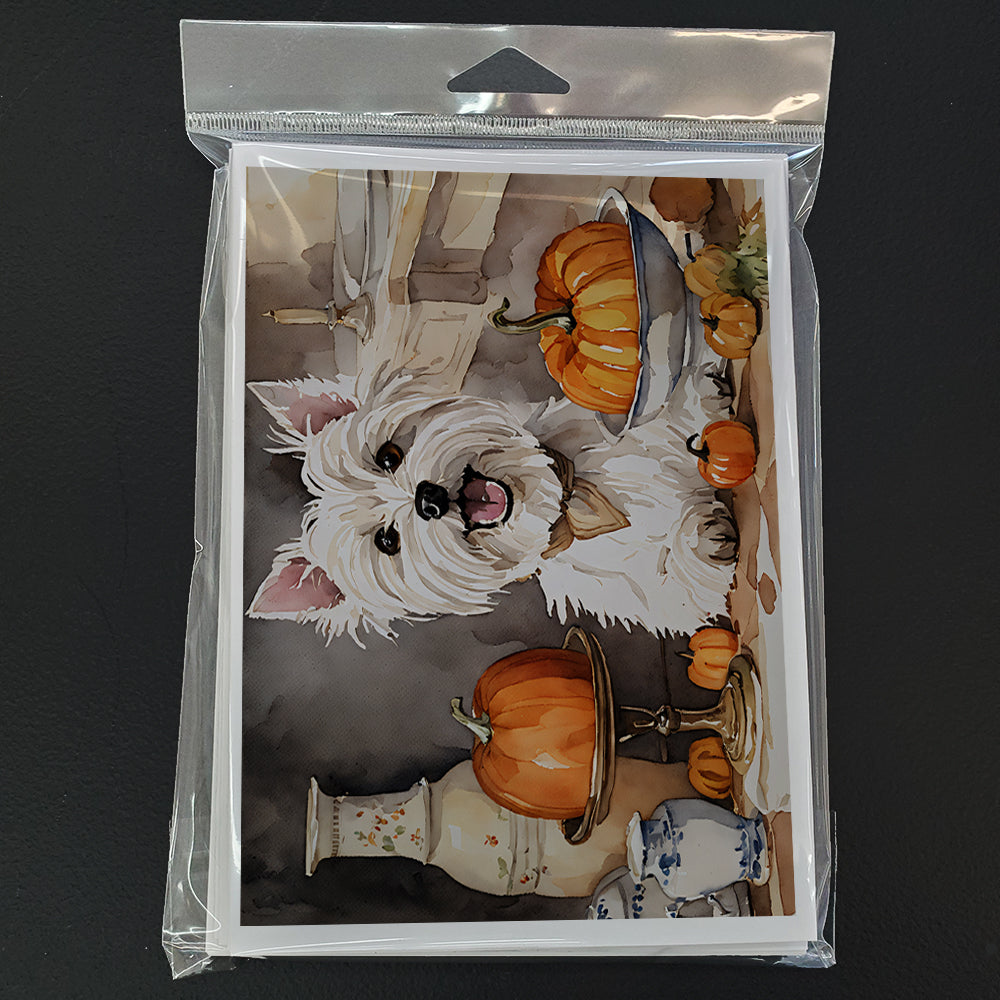 Westie Fall Kitchen Pumpkins Greeting Cards and Envelopes Pack of 8