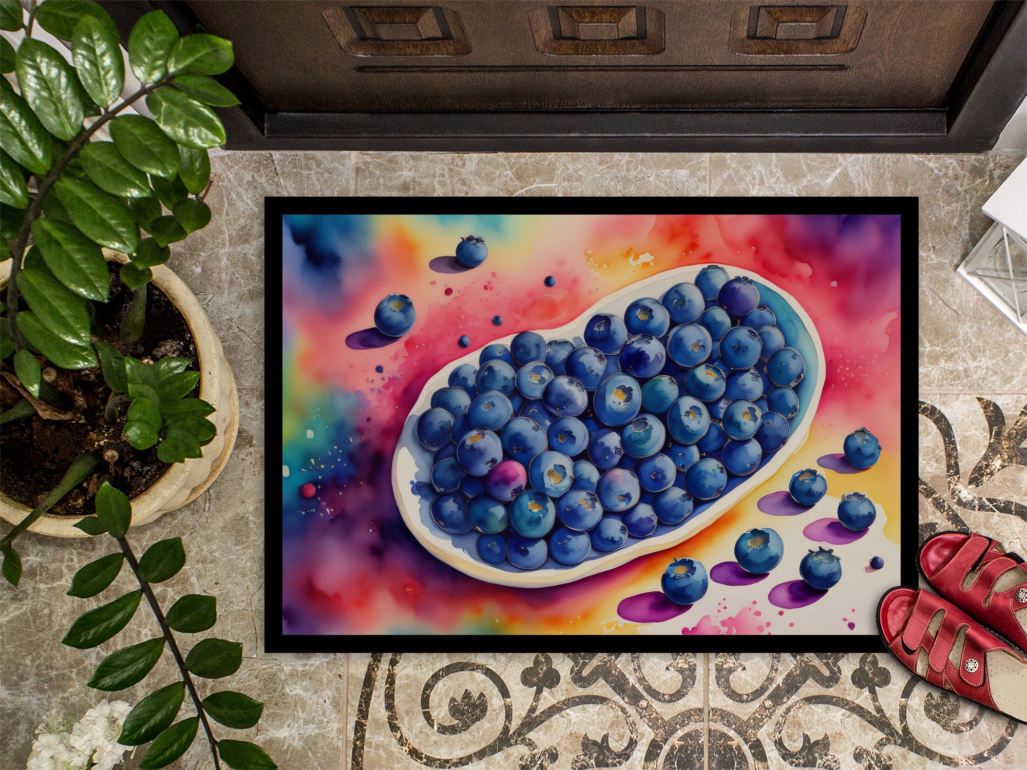 Colorful Blueberries Doormat 18x27