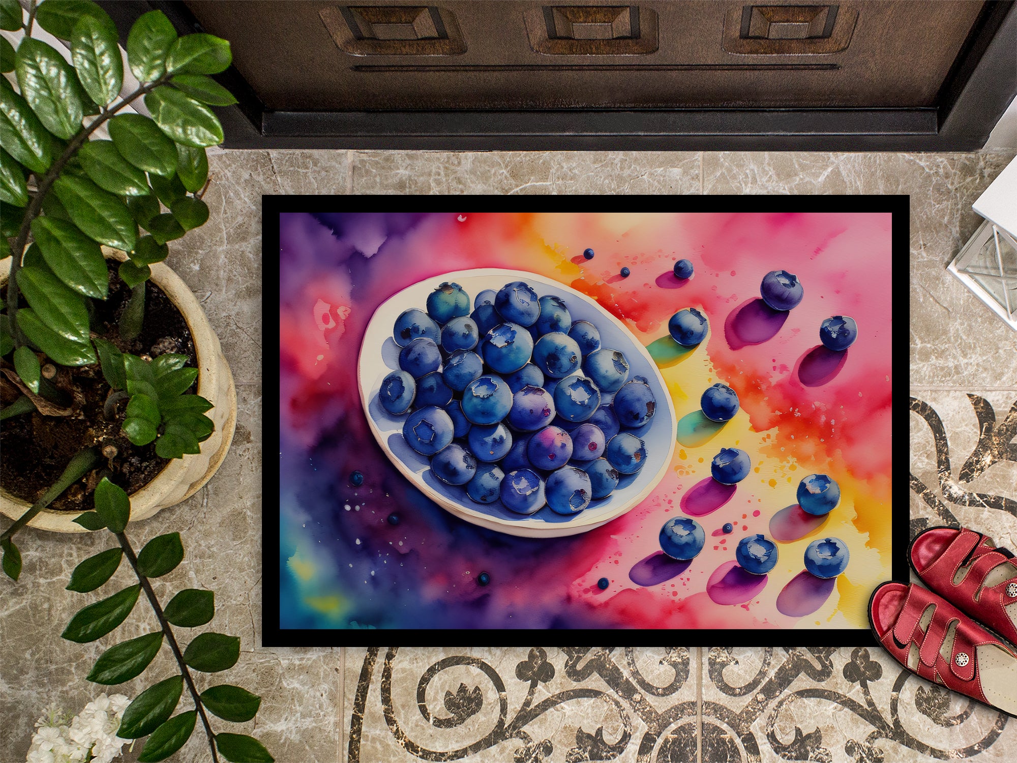 Colorful Blueberries Doormat 18x27