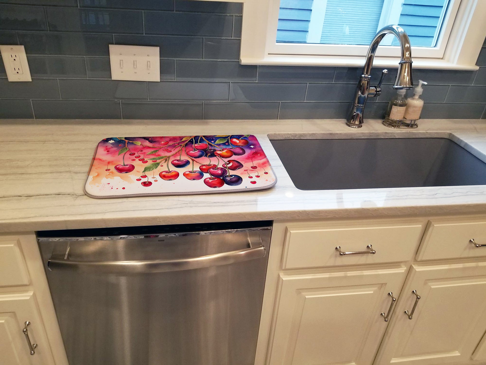 Colorful Cherries Dish Drying Mat