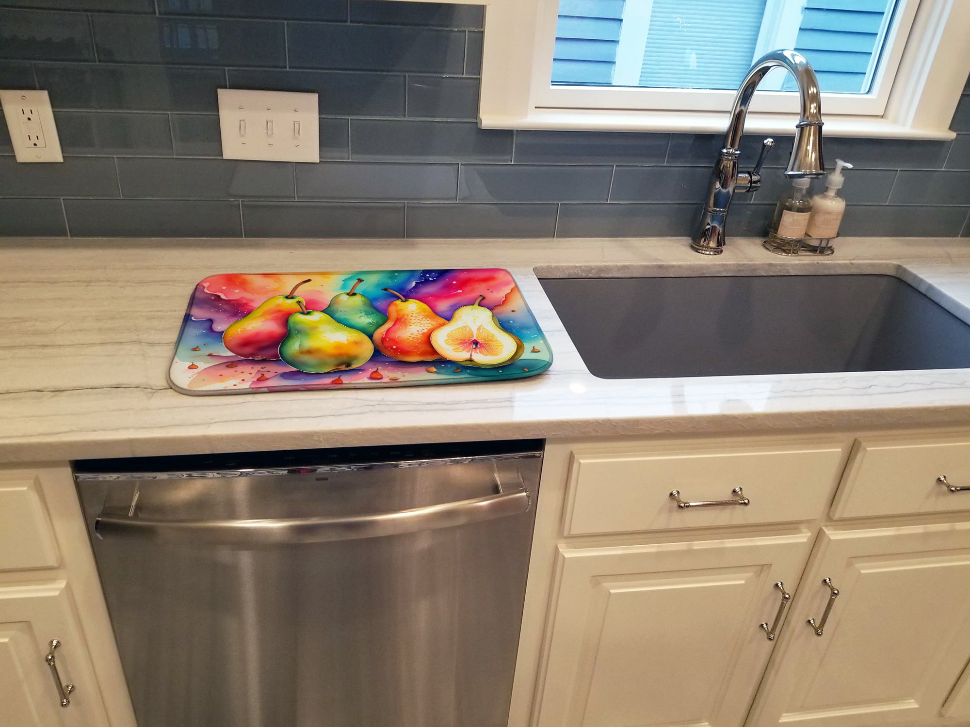 Colorful Pears Dish Drying Mat