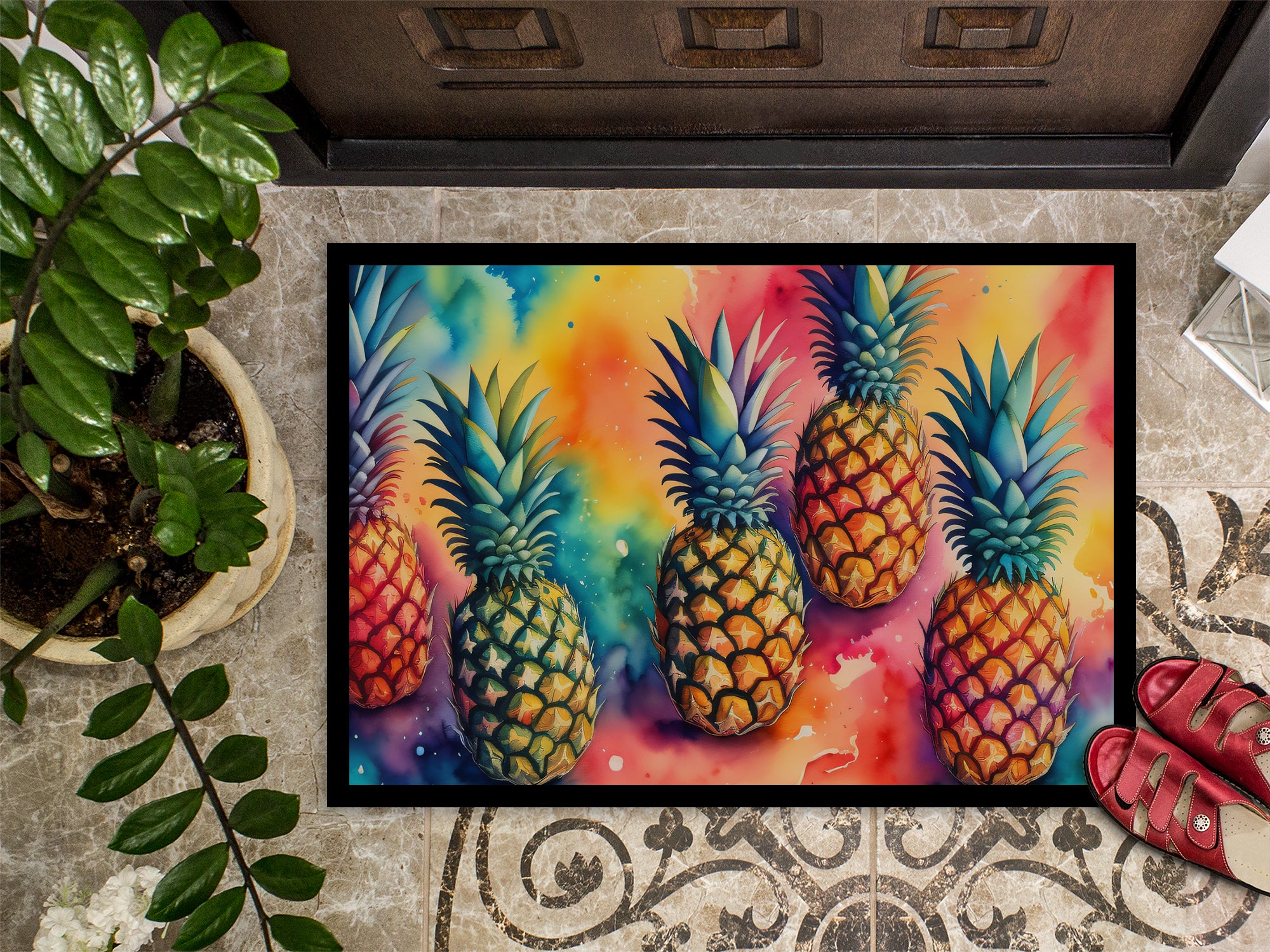 Colorful Pineapples Indoor or Outdoor Mat 24x36