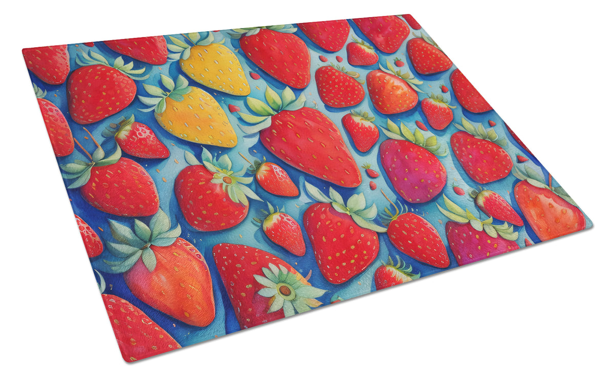 Buy this Colorful Strawberries Glass Cutting Board Large