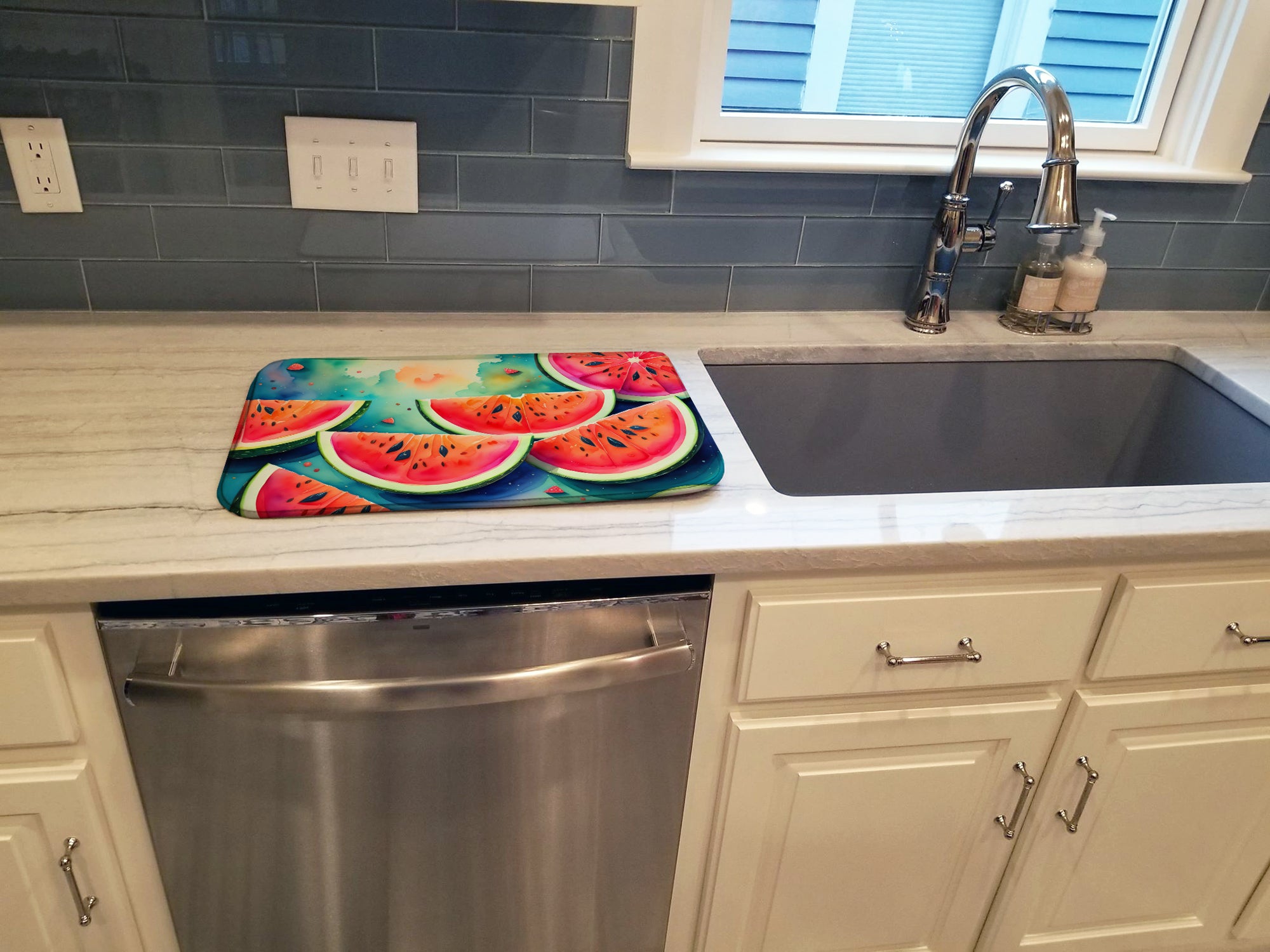 Colorful Watermelons Dish Drying Mat
