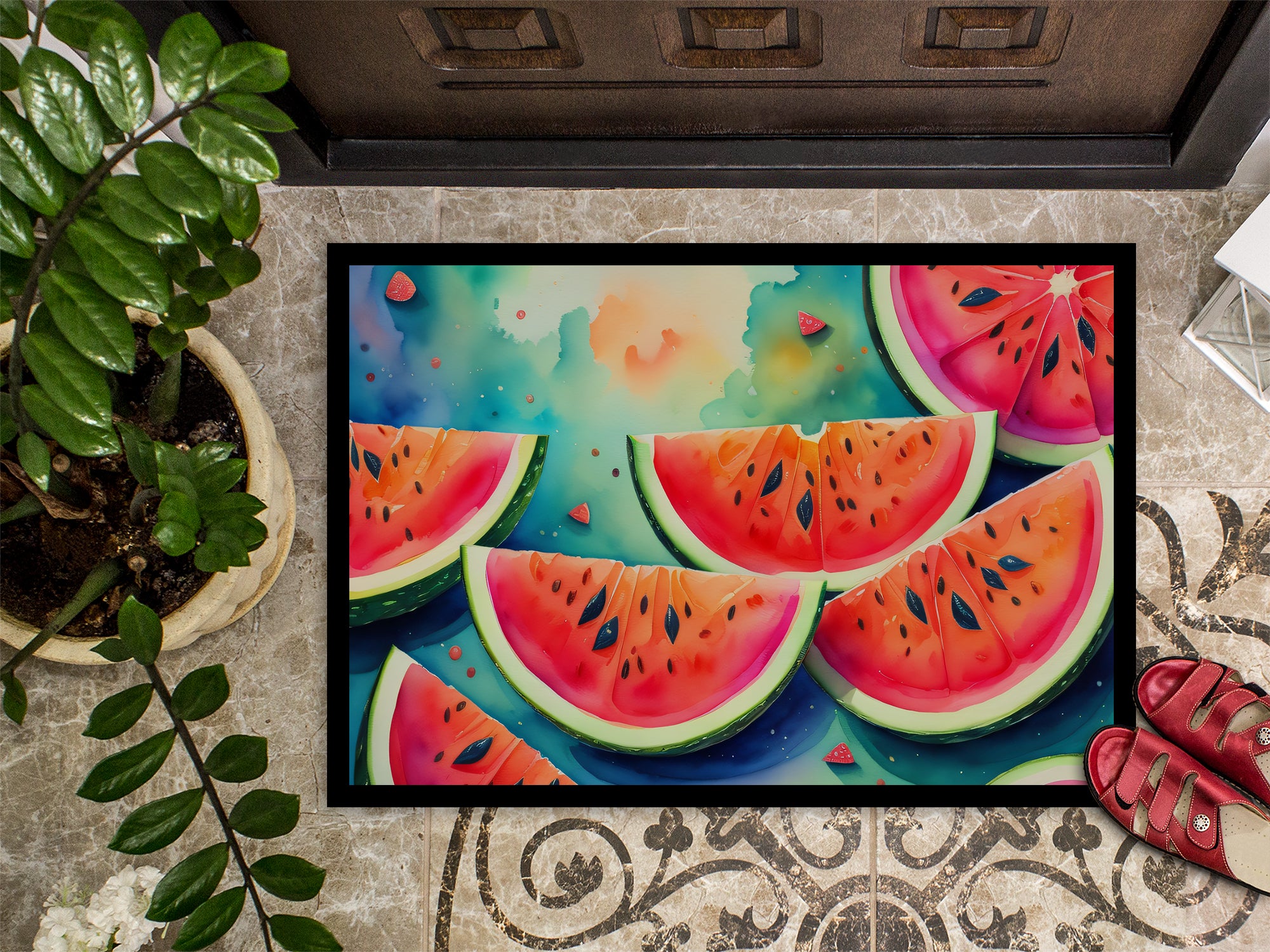 Colorful Watermelons Indoor or Outdoor Mat 24x36