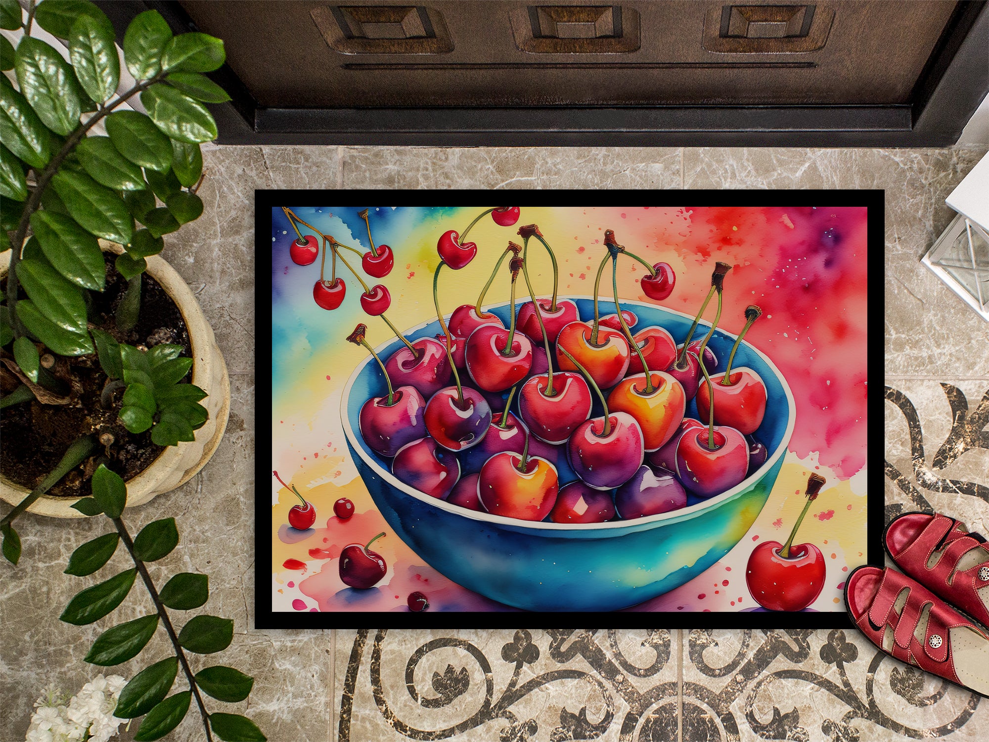 Colorful Cherries Doormat 18x27