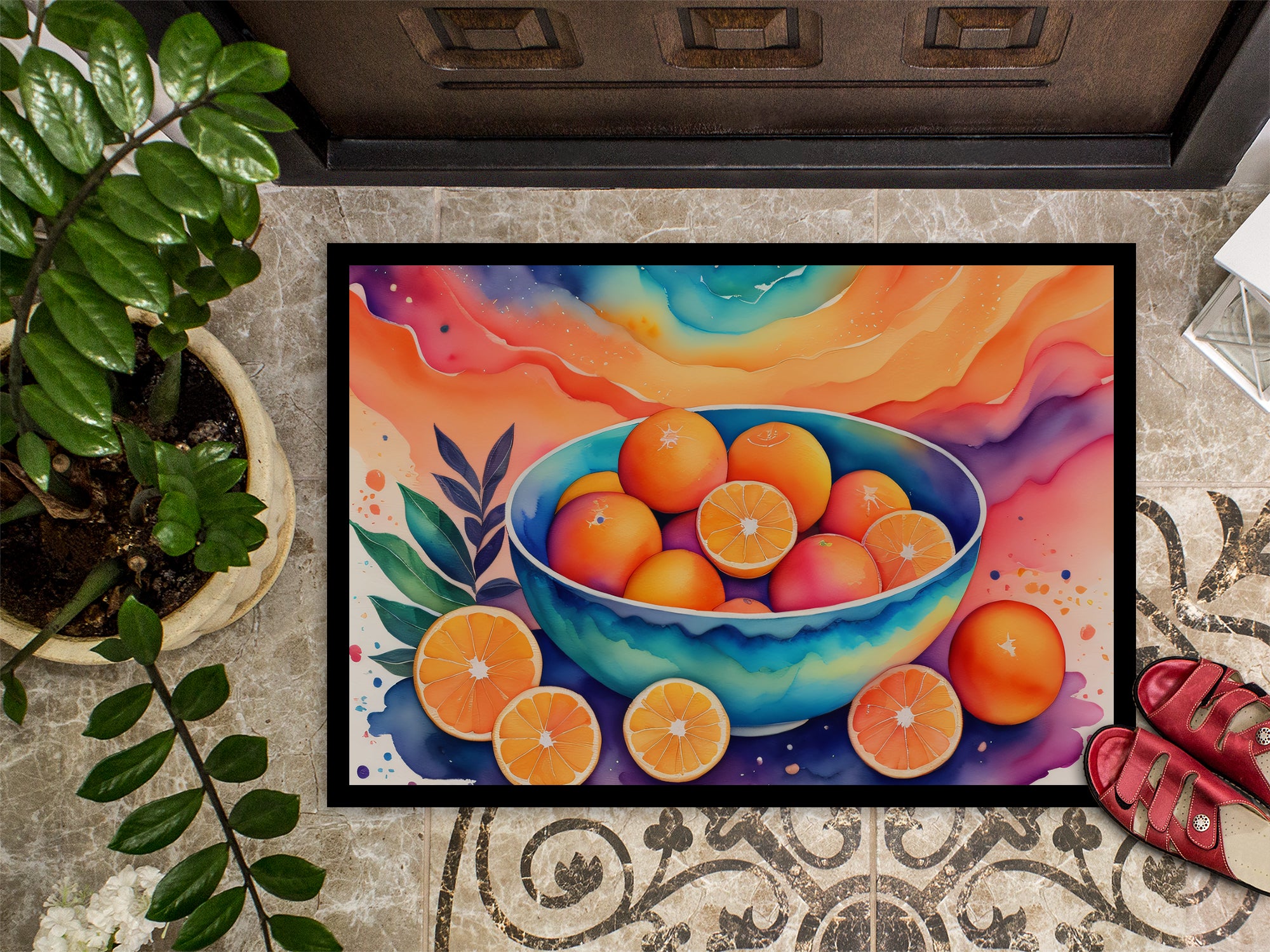 Colorful Oranges Doormat 18x27