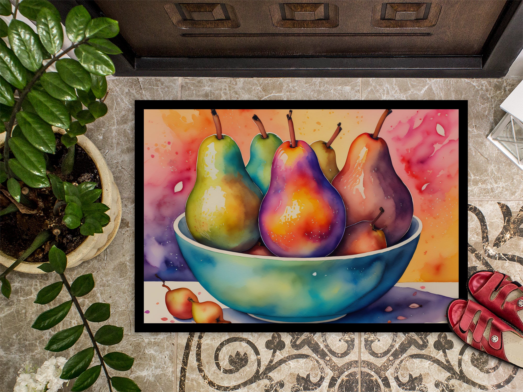 Colorful Pears Doormat 18x27