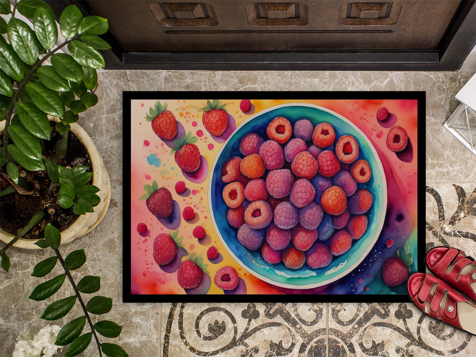 Colorful Raspberries Doormat 18x27