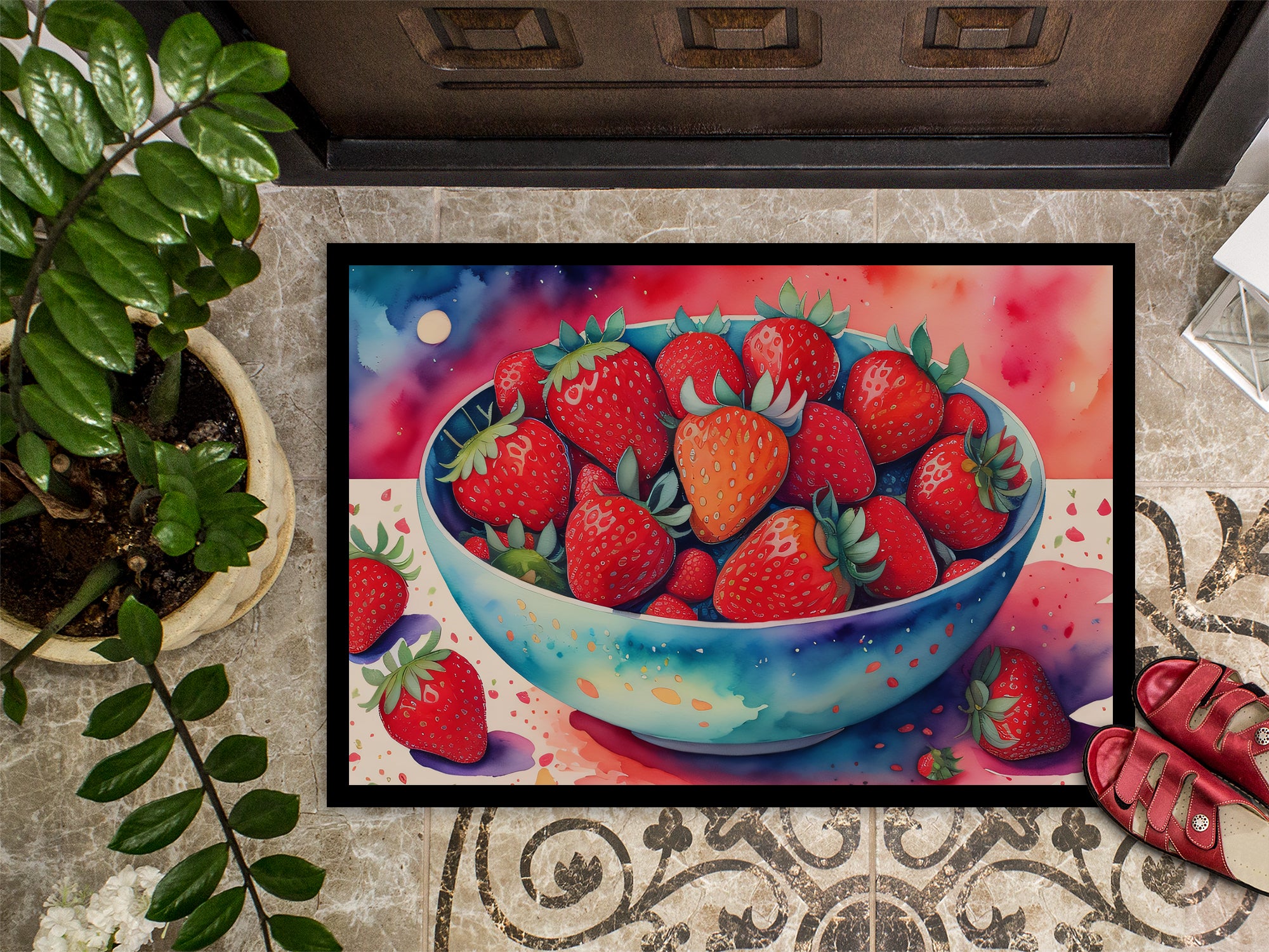 Colorful Strawberries Indoor or Outdoor Mat 24x36