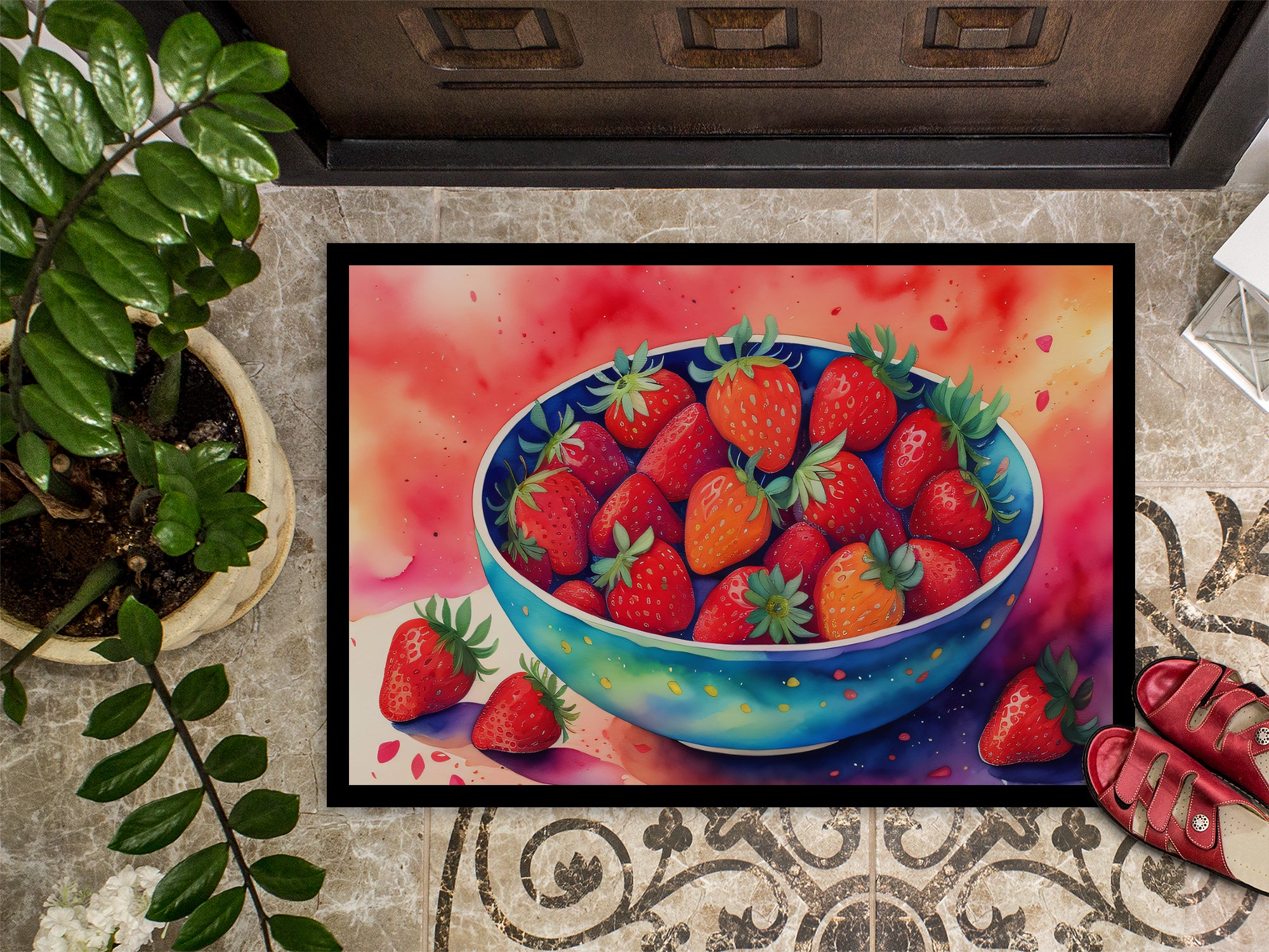 Colorful Strawberries Doormat 18x27