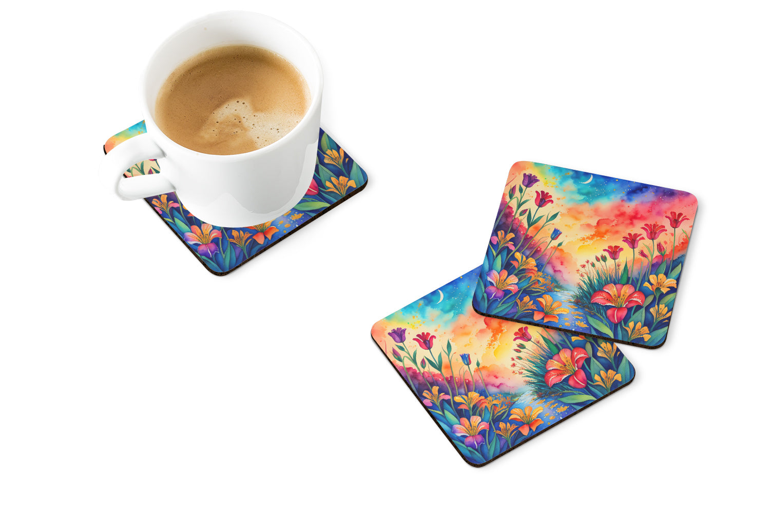Colorful Alstroemerias Foam Coaster Set of 4